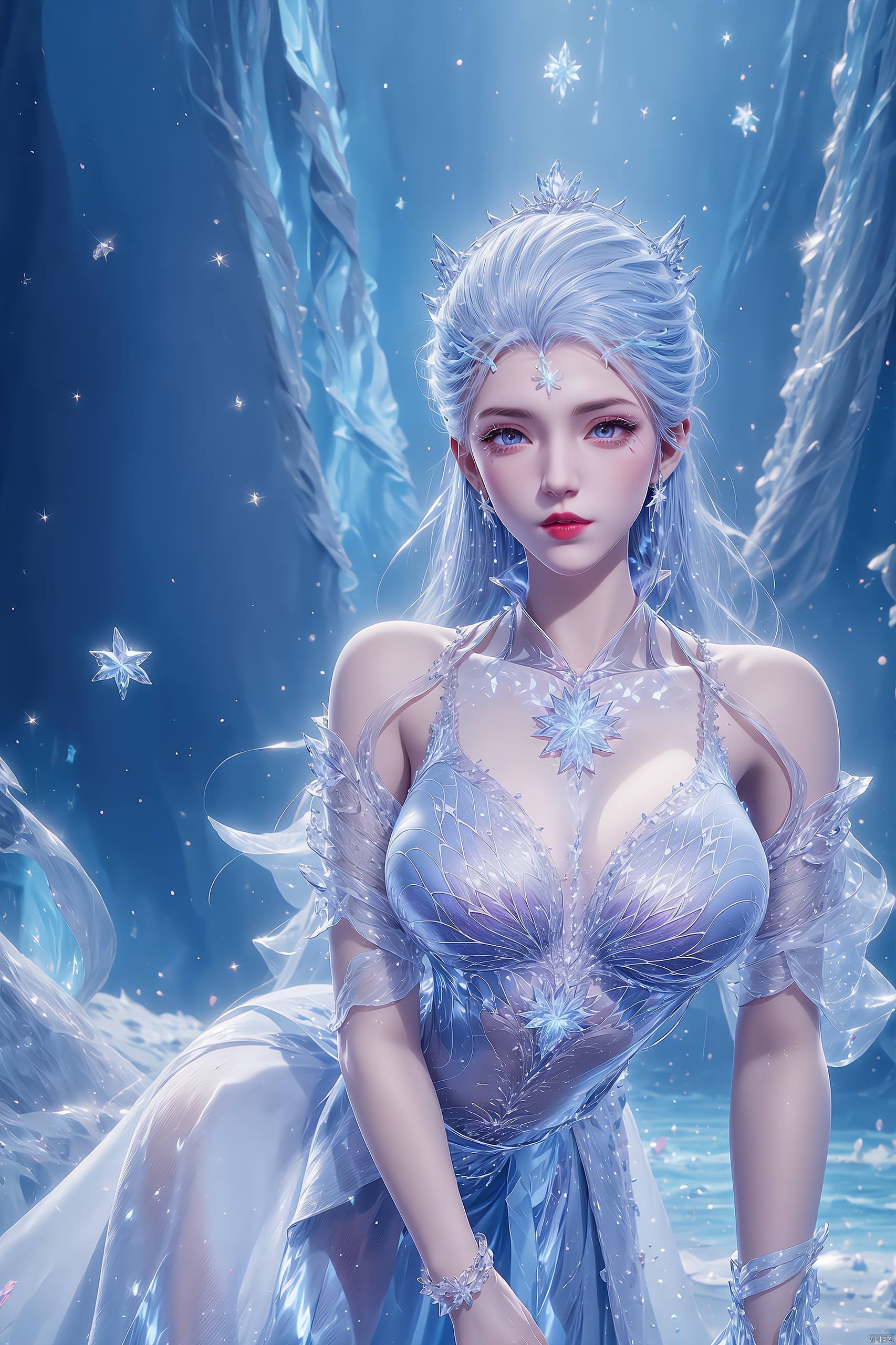 ai手机壁纸:雪女ai绘画互动素材分享