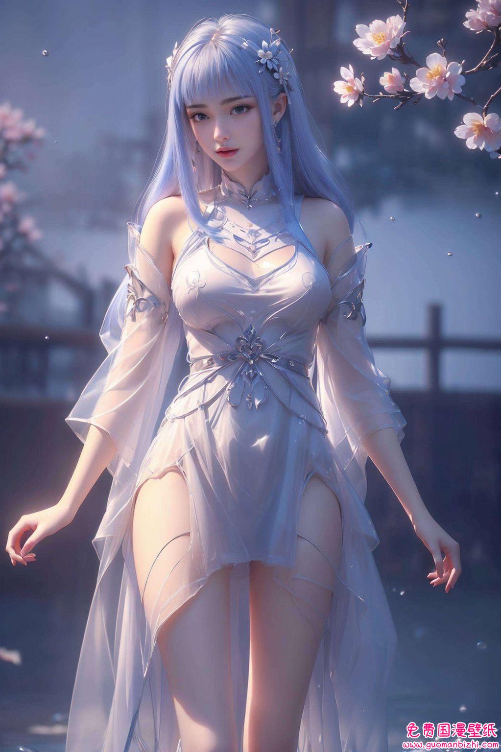 在晨曦微光的照耀下国漫女神的光环环绕着她