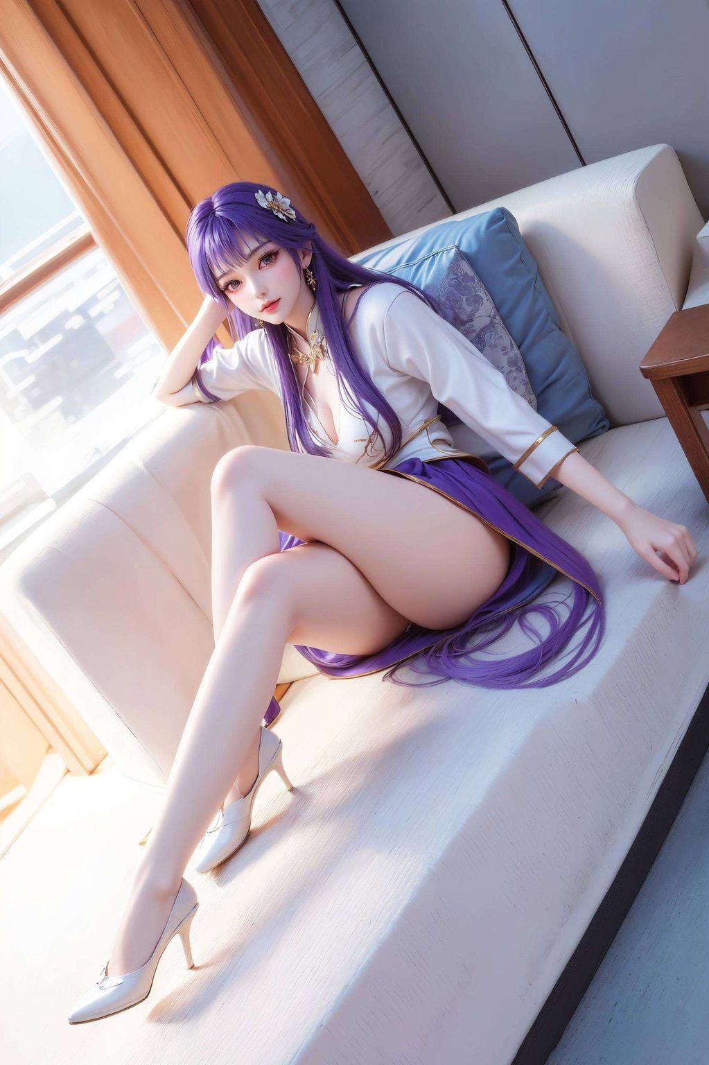 美眸流盼她的倩影与壁纸的炫彩相映成趣