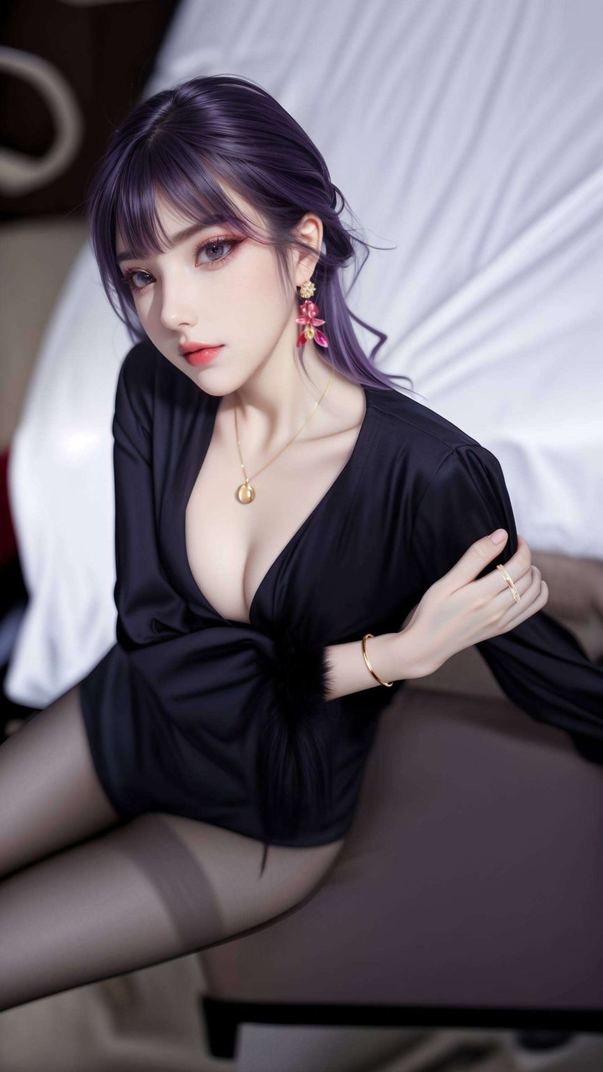 在那深邃的天穹壁纸高清世界里一位国漫女神轻舞着紫色的飘带