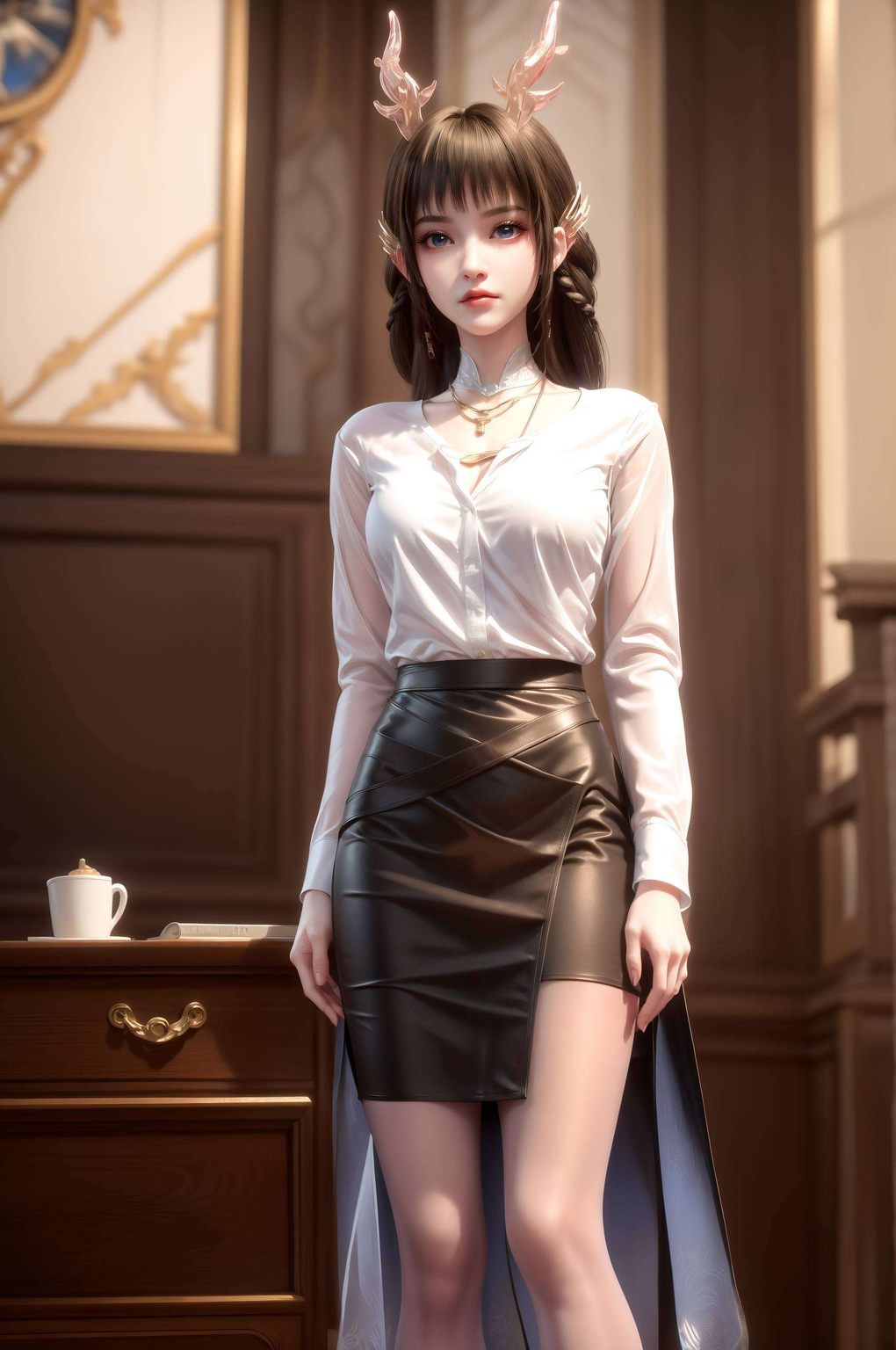 她的眼神里藏着星辰大海云落梨花的倩影轻舞
