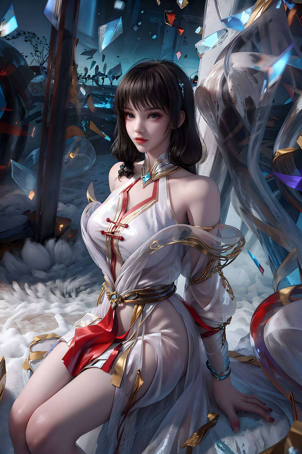 那是以国漫百炼成神中的云落为原型创造的动态壁纸她身着飘渺的仙裙