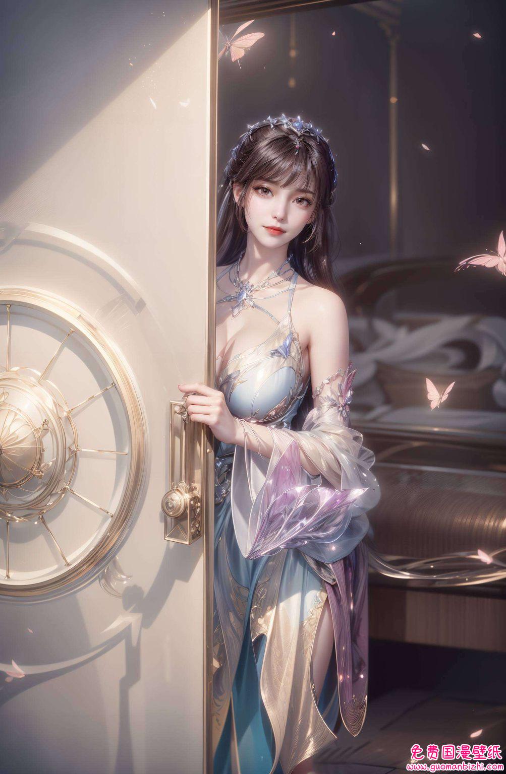 如同壁画中的国漫女神眼前这款古香古色的AIGC护眼壁纸