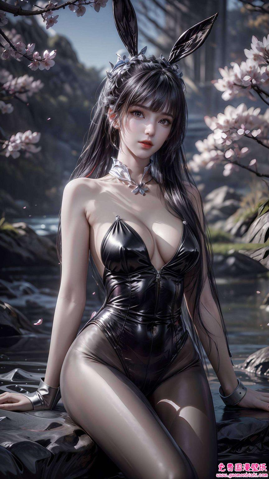 都是国漫女神的优雅展现在绚烂的苹果炫彩壁纸中