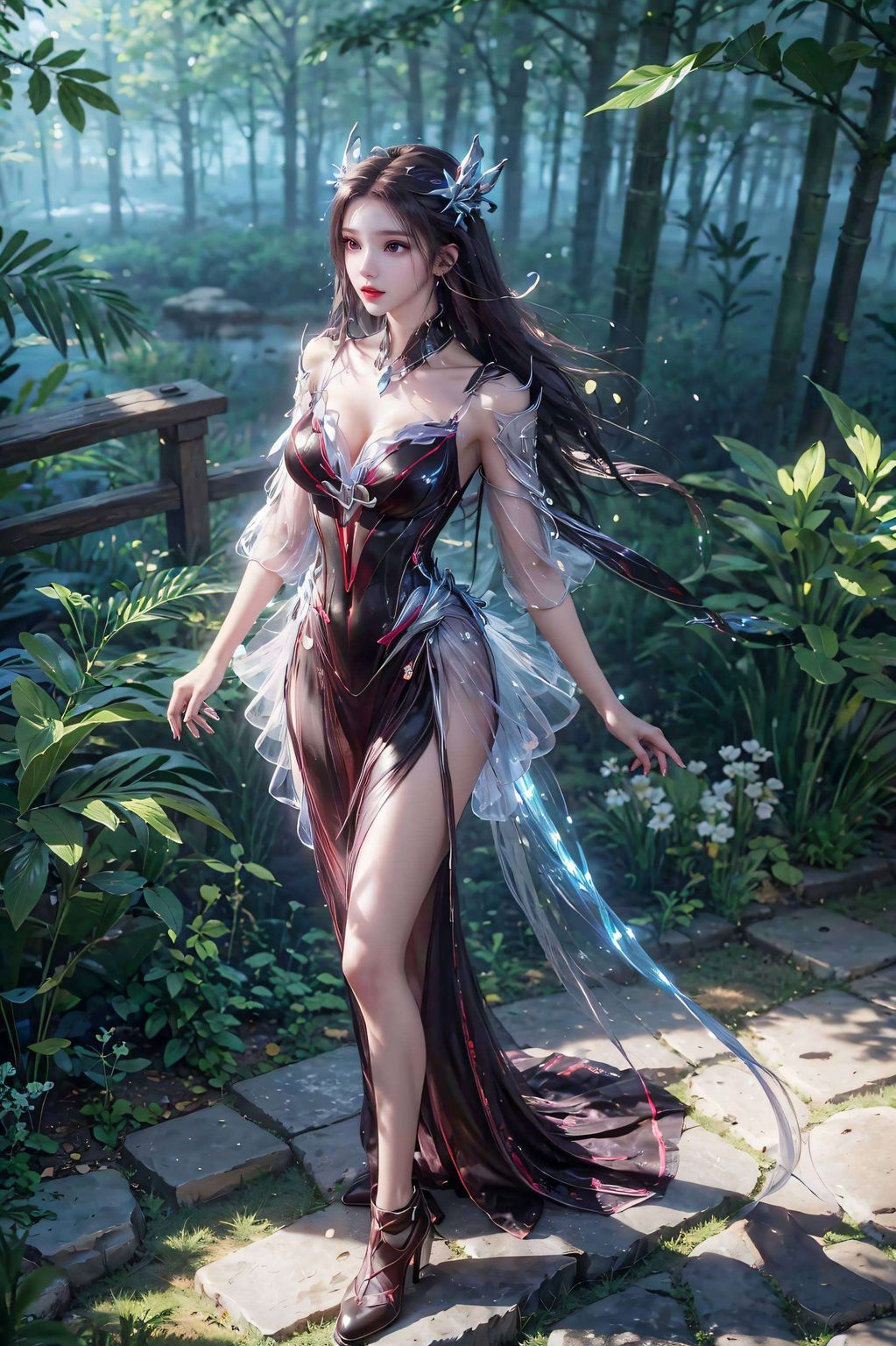 这款AIGC二次元壁纸以简洁风呈现