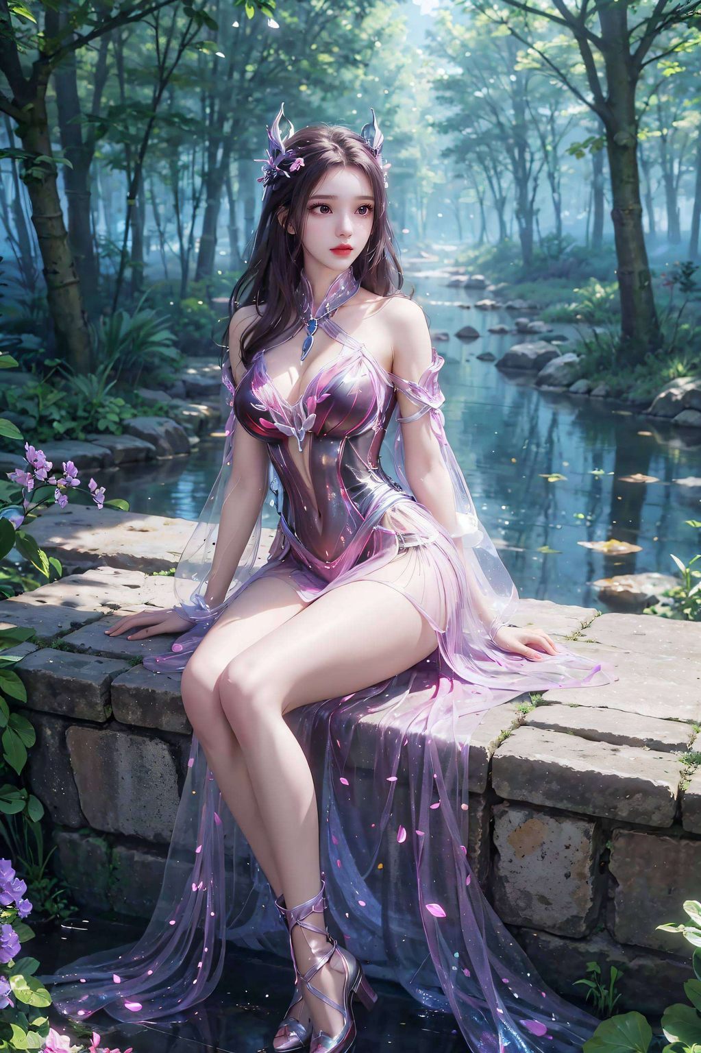 她的倩影静静绽放