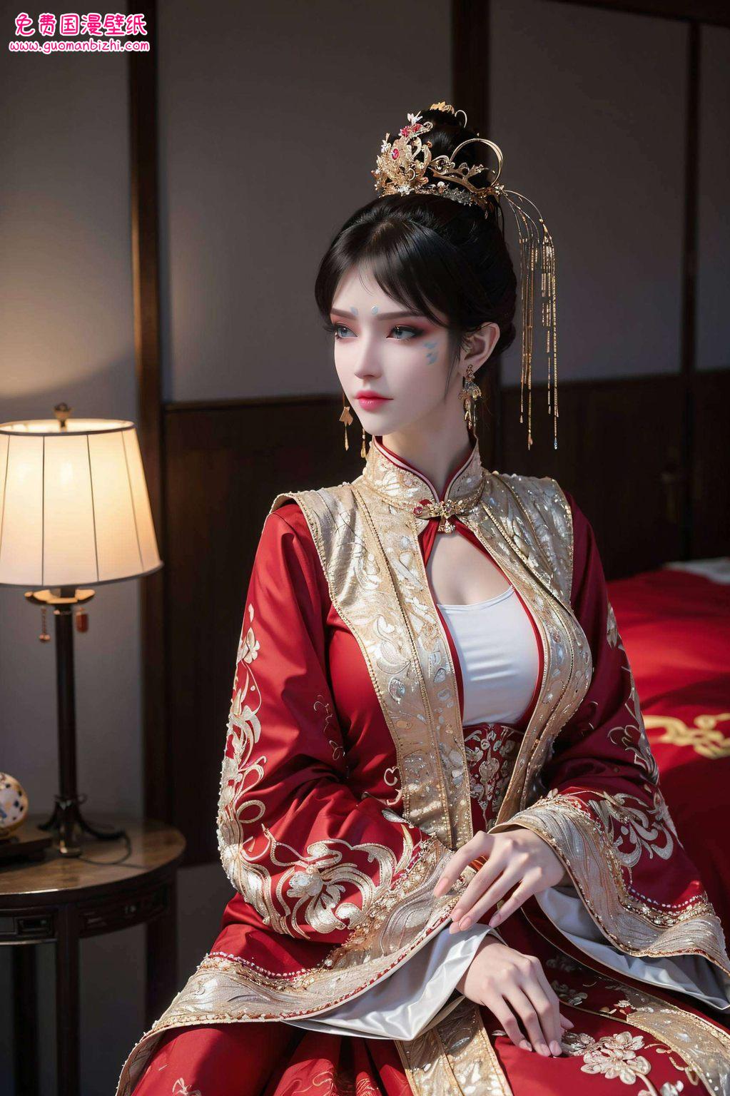 一袭红衣如火焰般燃烧如同壁纸中的完美像素