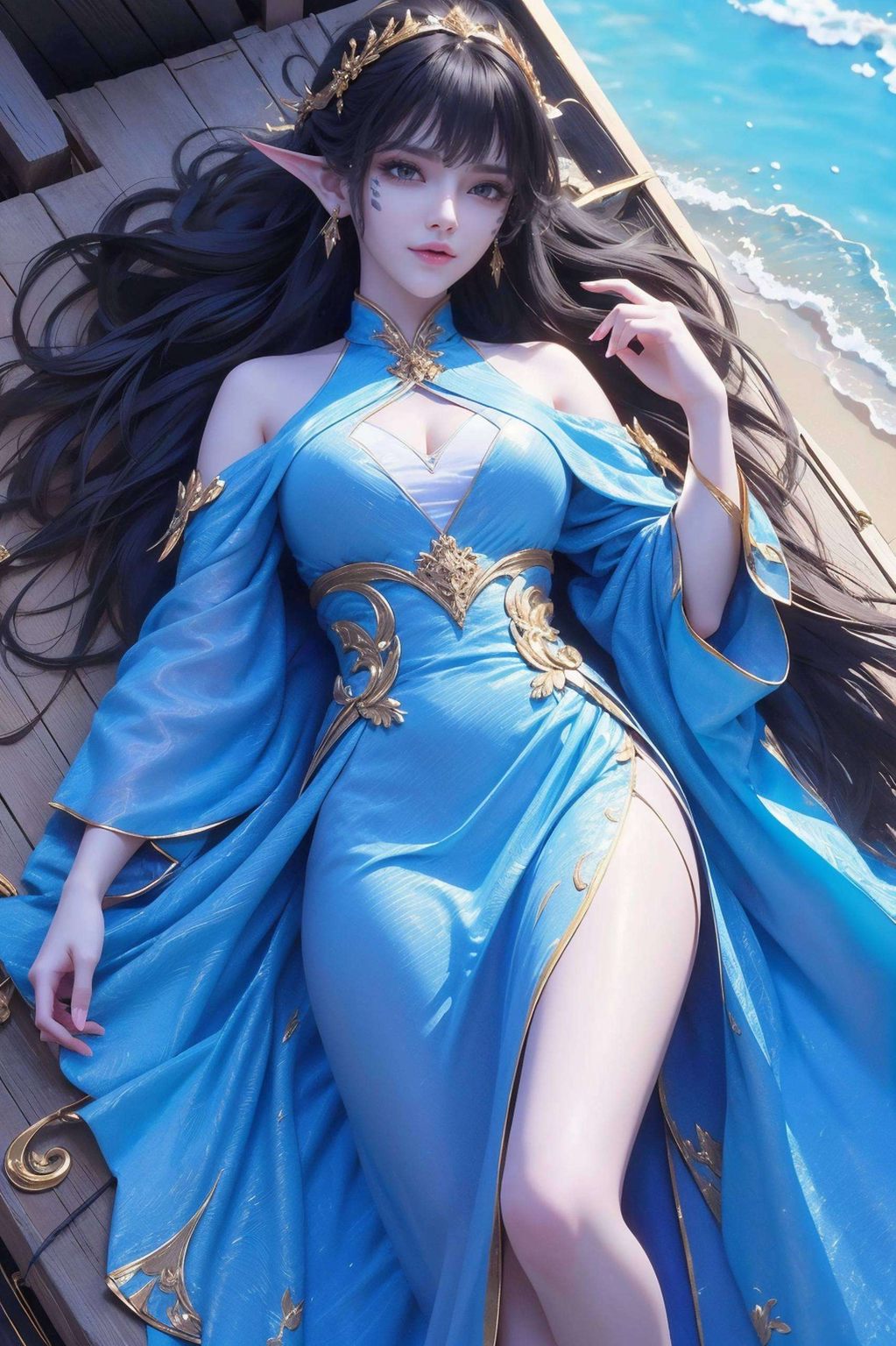 那飘逸的蓝发如梦似幻感受那国漫女神的独特魅力