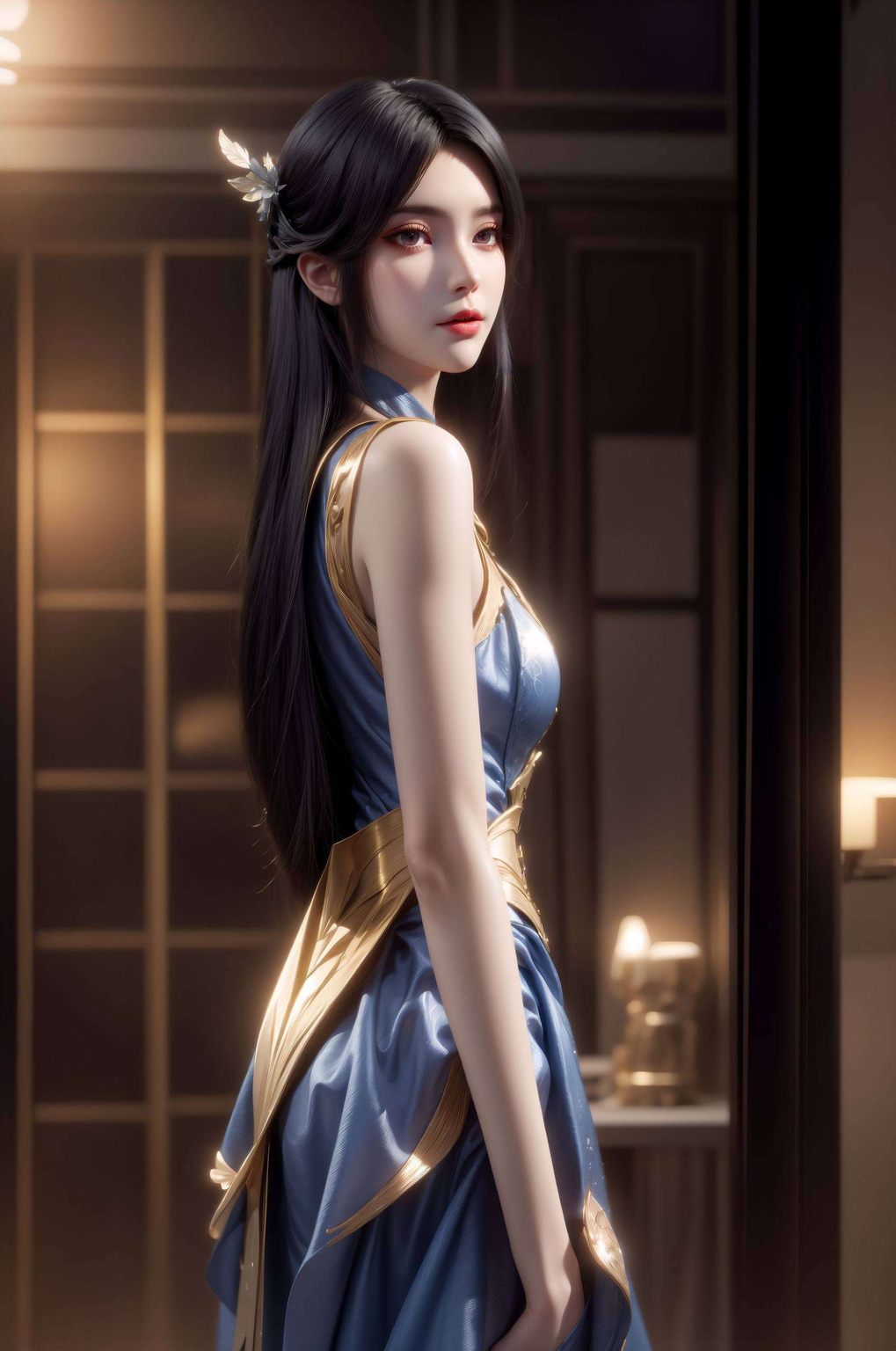 她的眉眼如画在这绚烂的1920x1080像素世界里