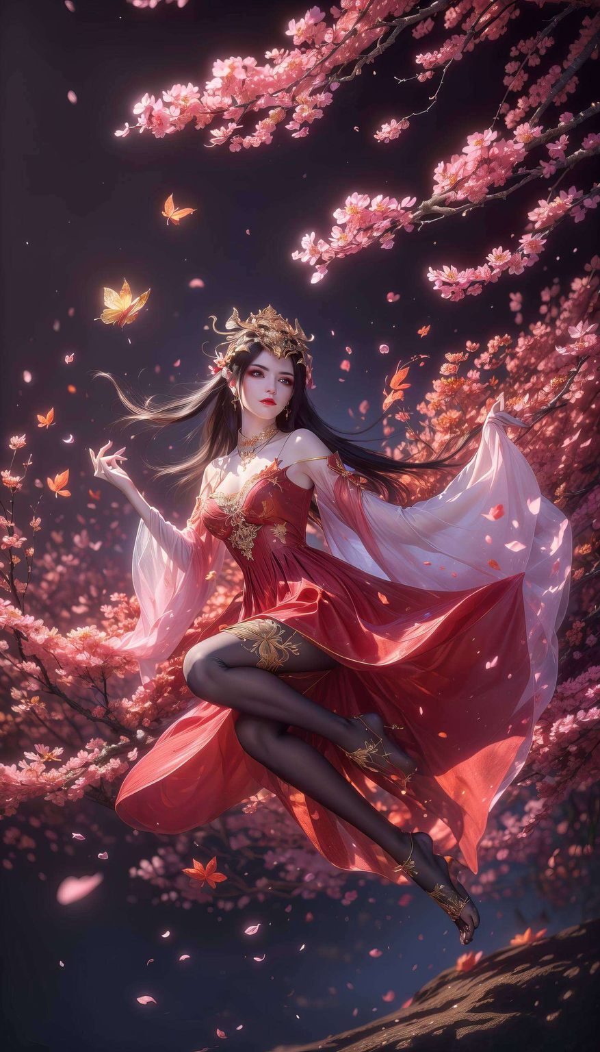 这款AI创造的精细角色手机桌面壁纸七彩吞天蟒环绕其身