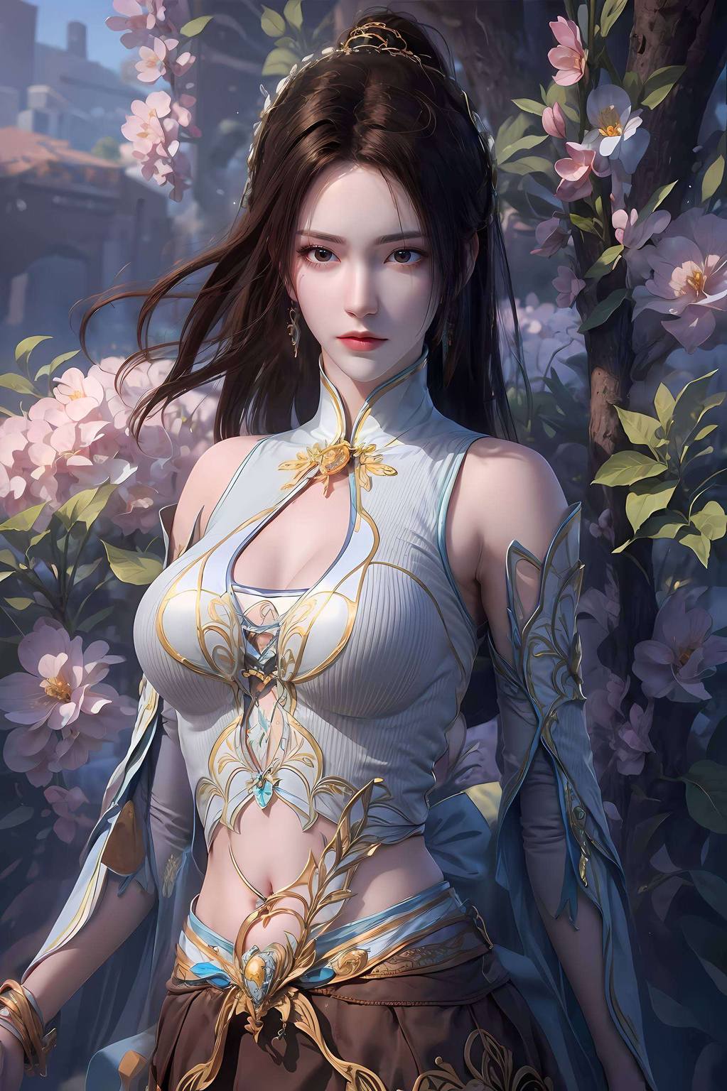 眉眼如画以一袭素雅长裙