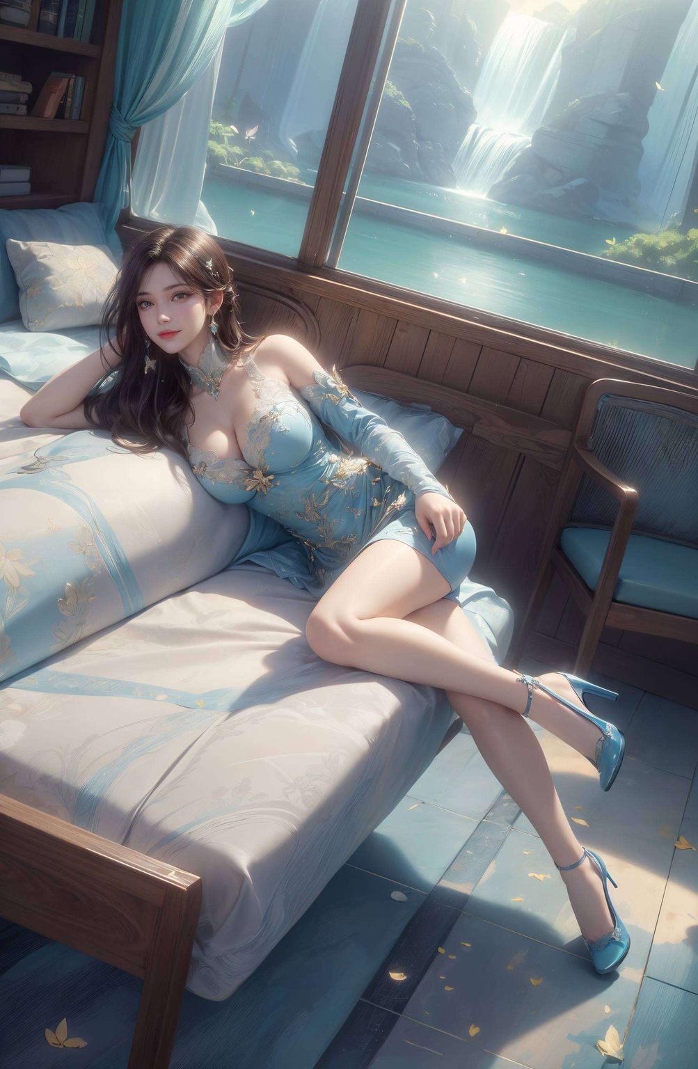 既彰显了国漫美女的风采这款绿色护眼壁纸