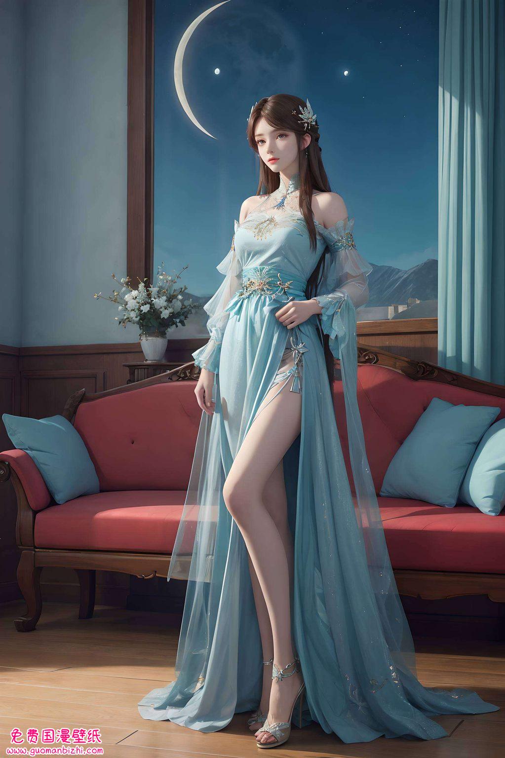 玄幻世界里的国漫美女犹如古族千金踏光而来