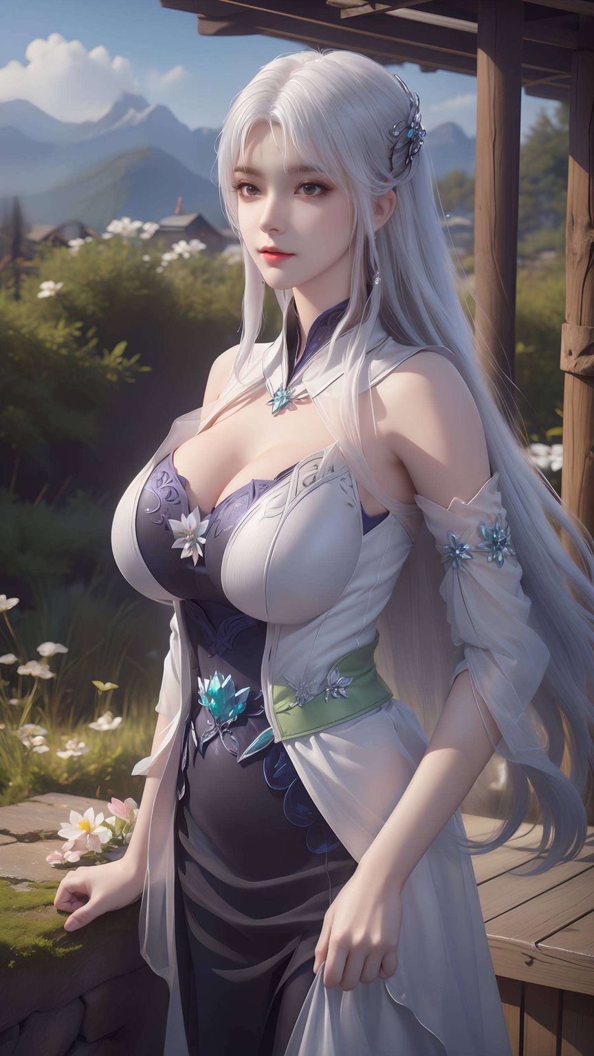 交织成一幅国漫壁纸的绝美画卷她如一朵盛开的花