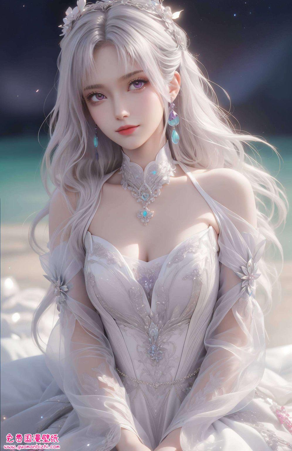 动漫美女的魅力展现在极简的壁纸世界里