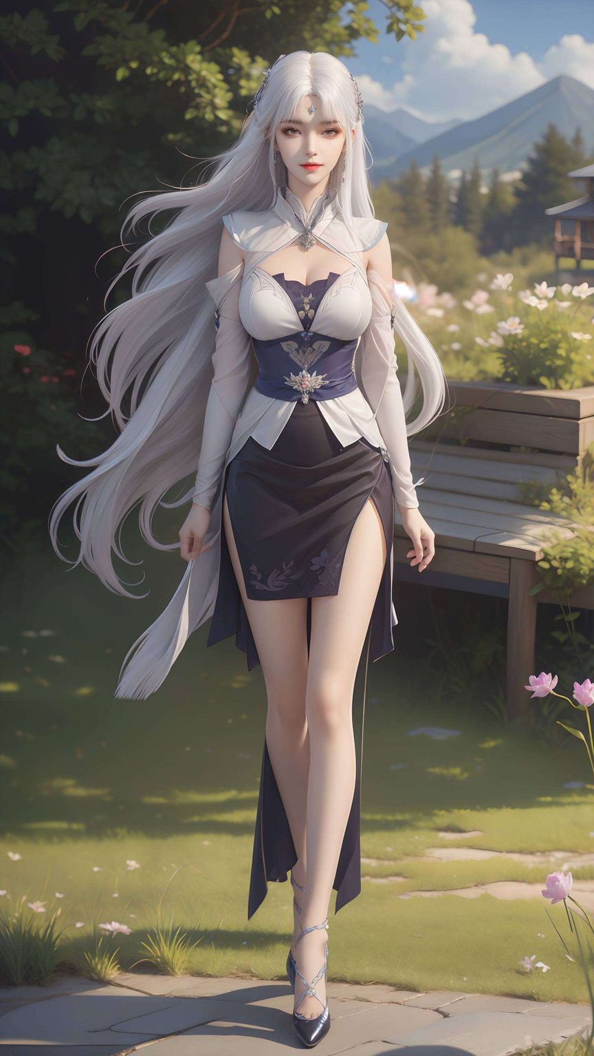 婉约如画她身着紫色襦裙