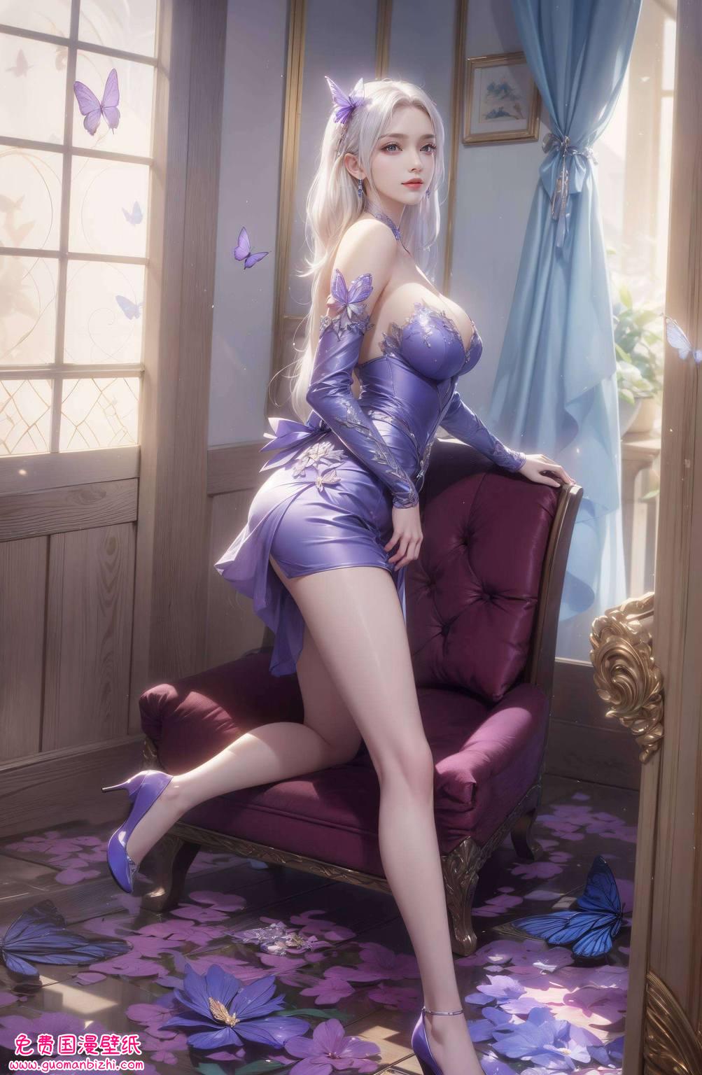 在绚烂的苹果炫彩壁纸中动漫美女的形象在心中挥之不去