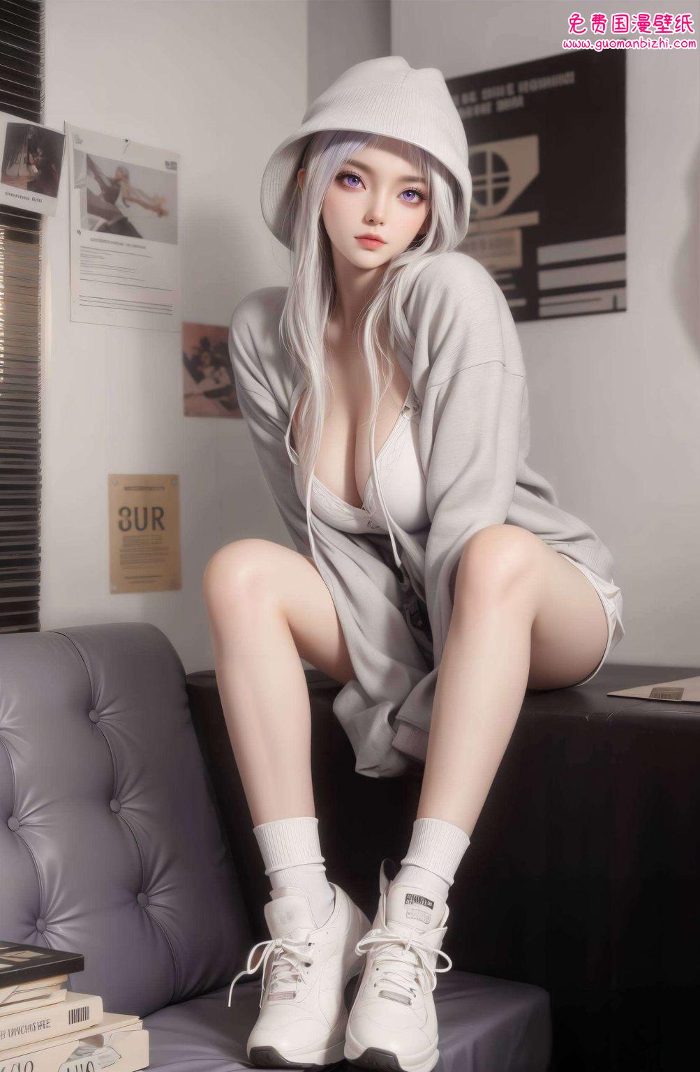 她的壁纸如同动漫世界中的一帧永恒