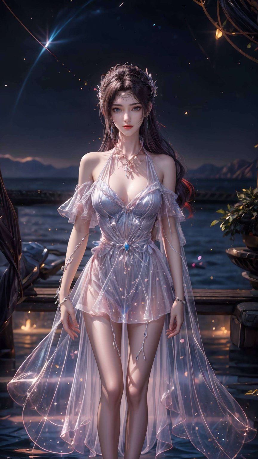 简直美滋滋!🌟🎨🌌她那飘逸的长发、冷艳的眼神