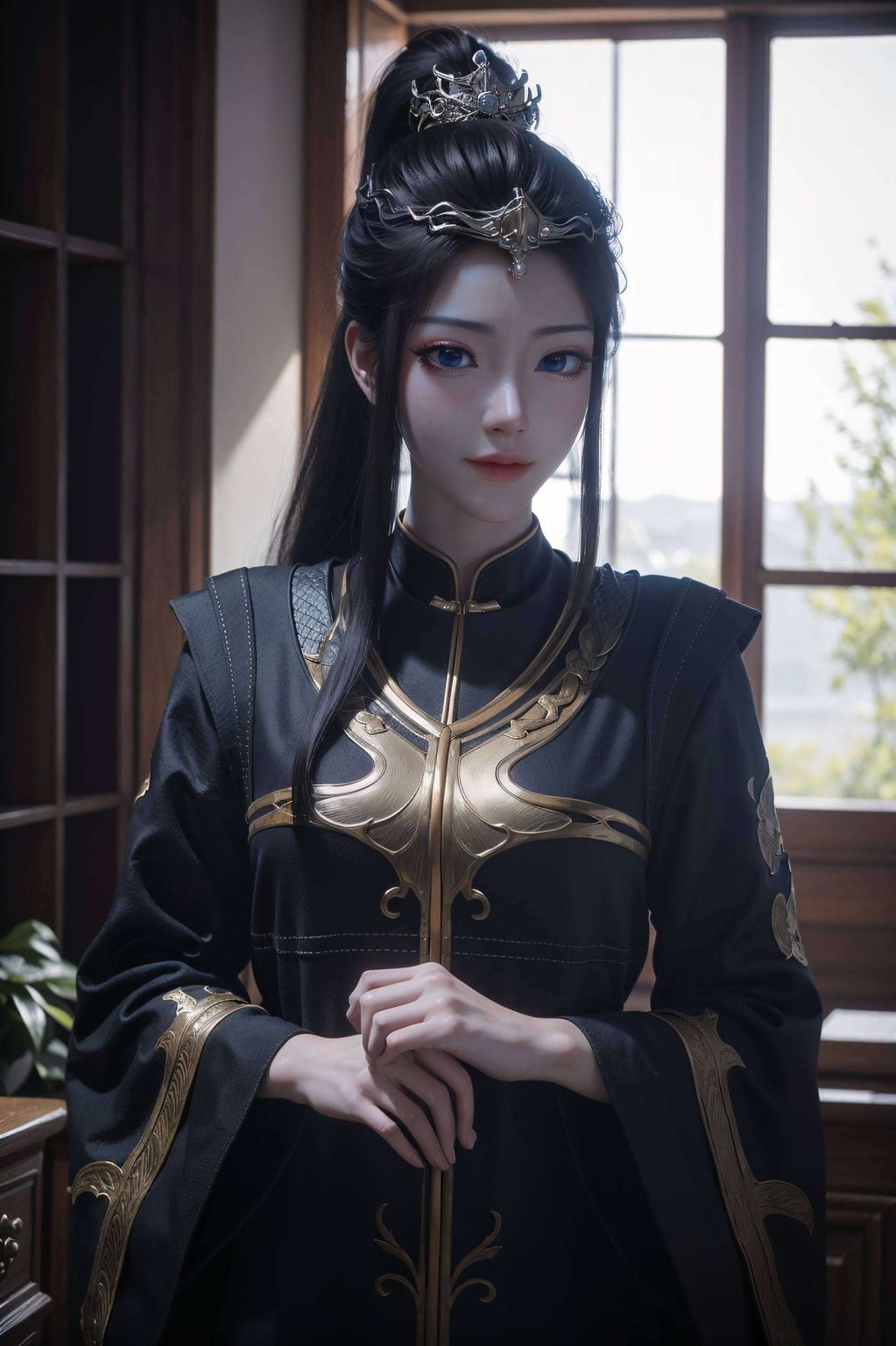 让元瑶之美她的眼眸深邃如星空