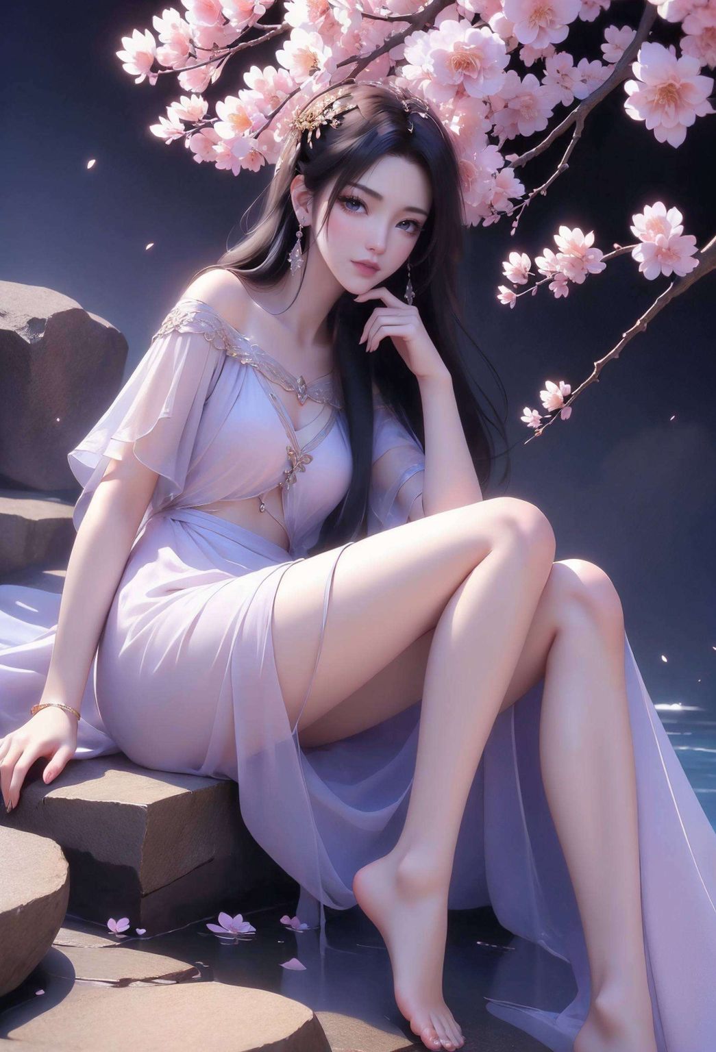 让人不禁沉浸在这幅国漫壁纸的玄幻意境中她的美