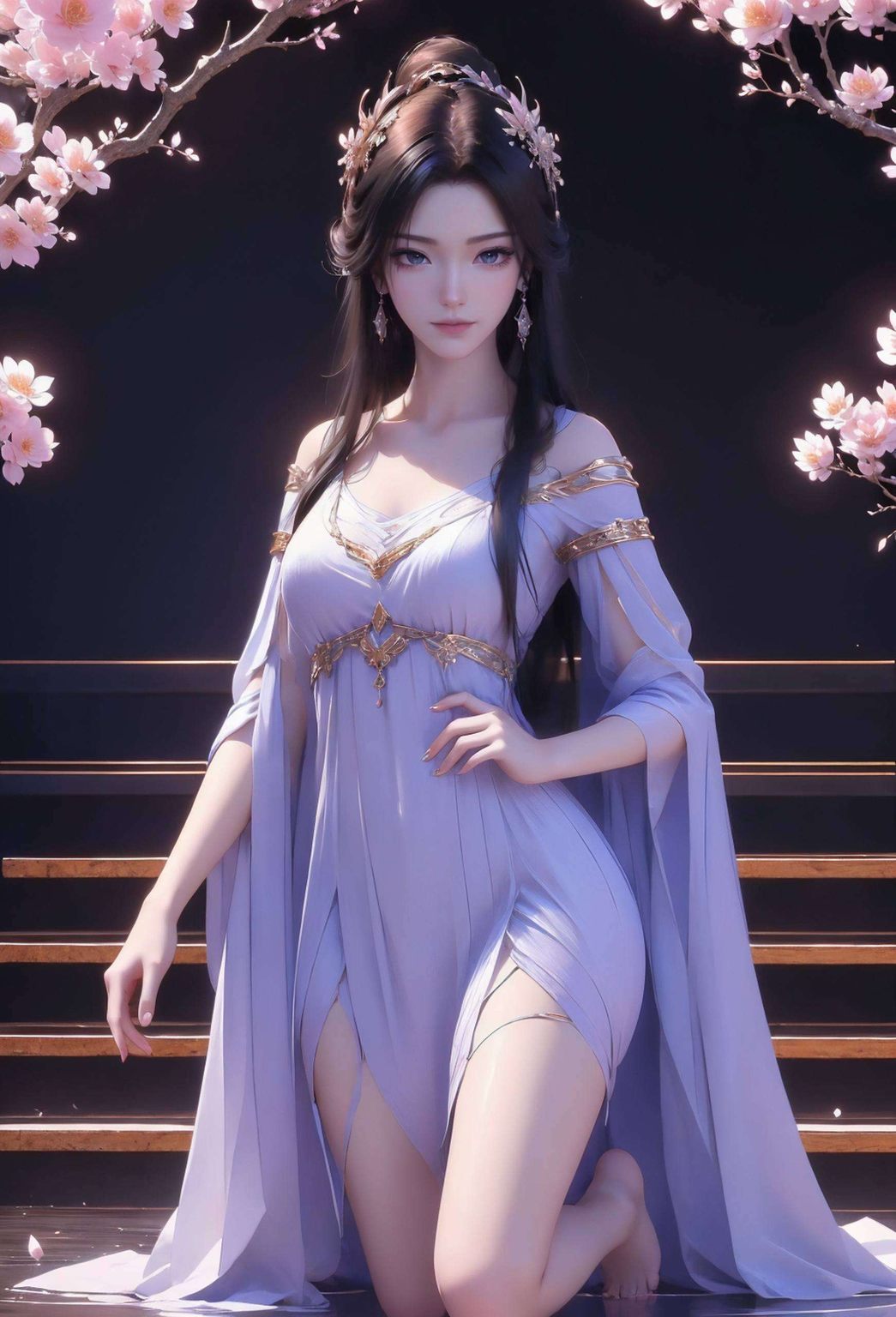 紫灵以她的独特魅力在这绚烂的壁纸中