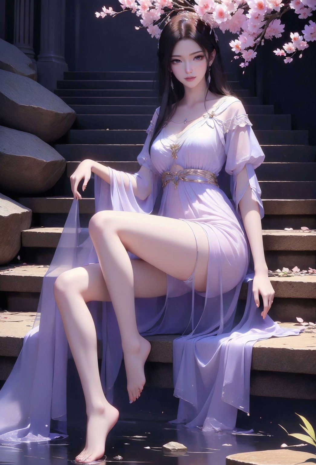 这款融合了AI精细角色的安卓Ins风壁纸无论是深邃的眼神还是飘逸的紫衣