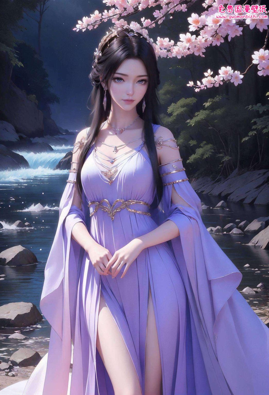 也是动漫美女的代表她身着紫衣