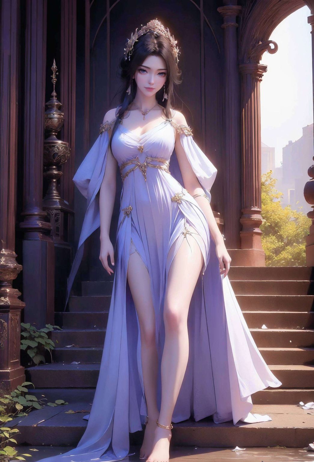 她的身影如同紫霞般绚烂紫灵