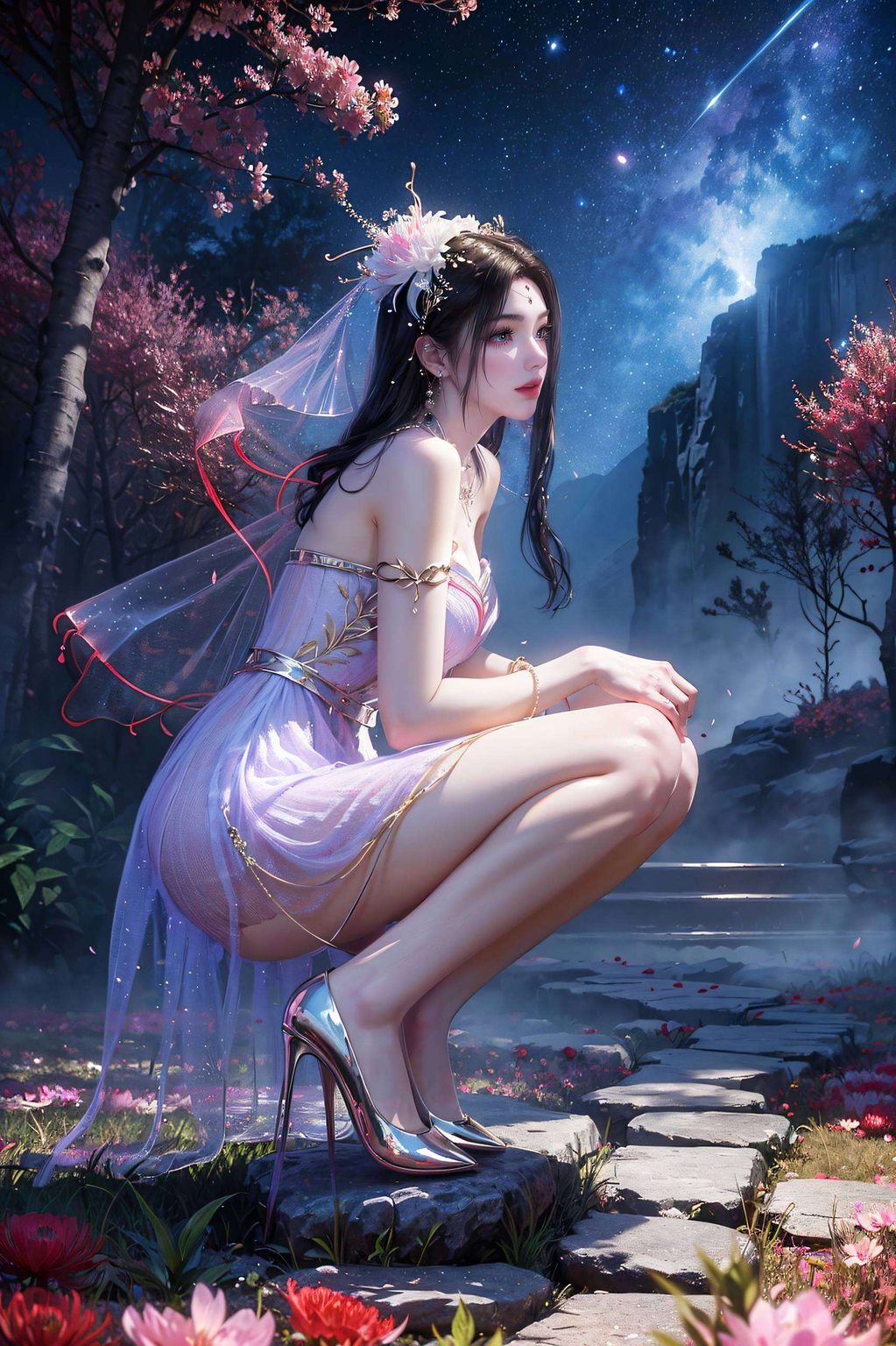 她眼中藏着星辰那是一抹静谧的紫