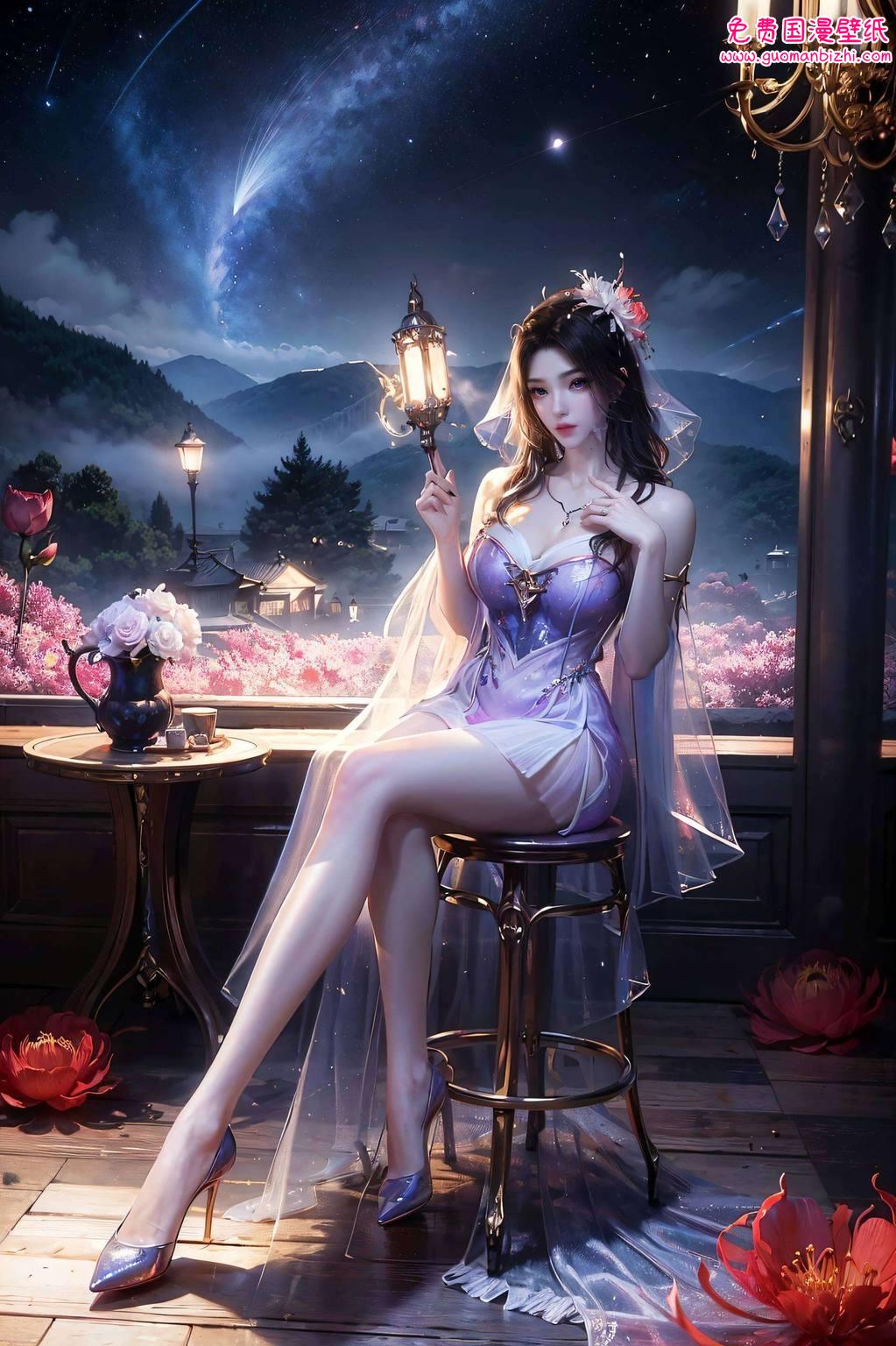 穿梭于国漫的绚丽世界程潇以紫精灵壁纸的形象翩翩起舞