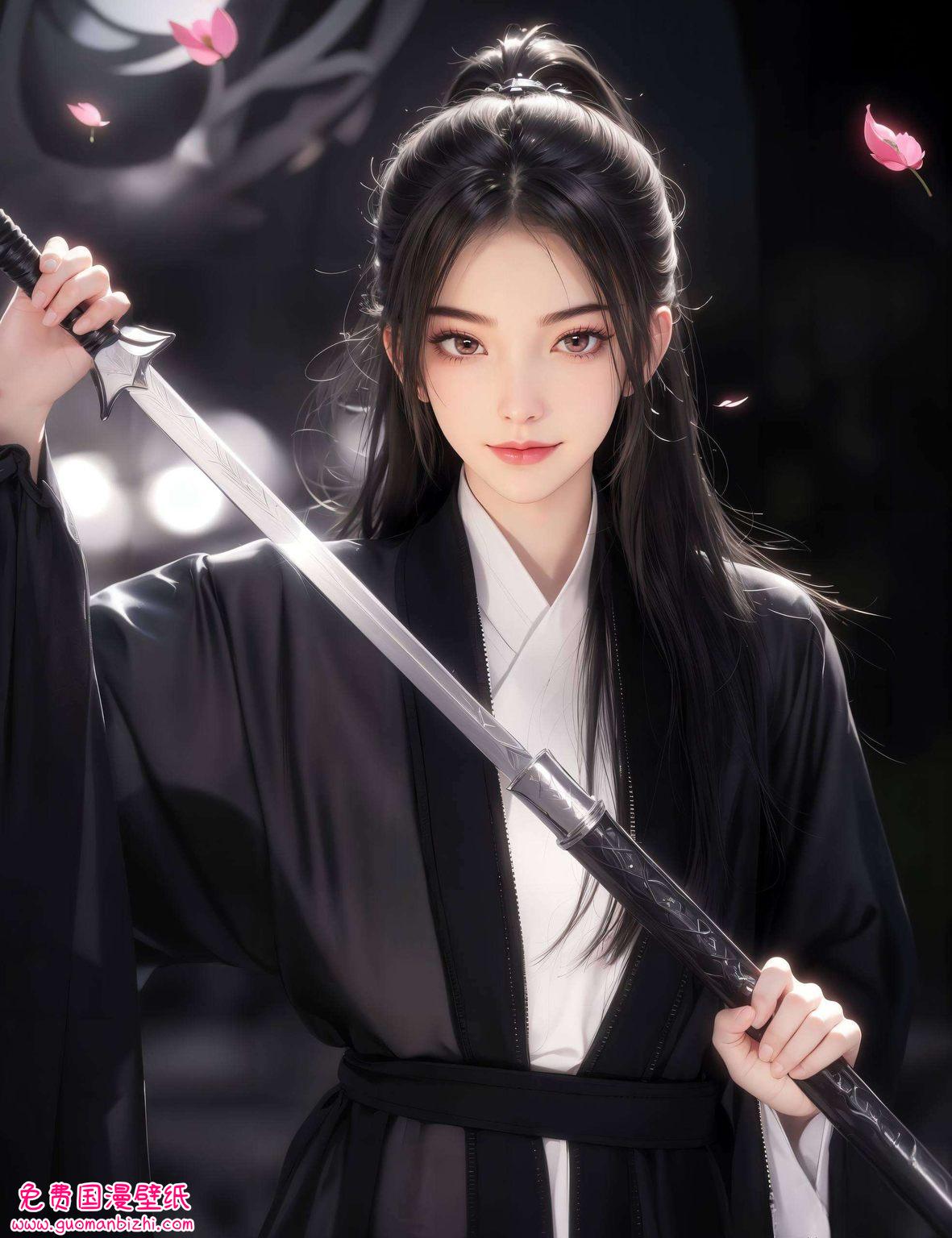 在绚烂的像素世界中墨画中的她