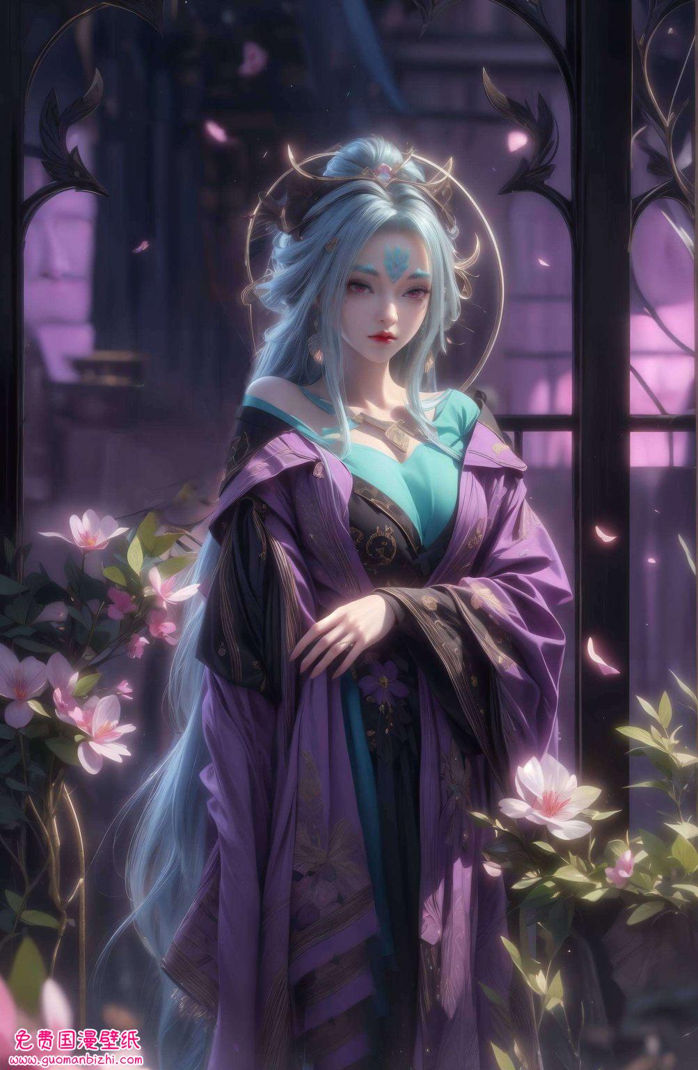 将她的婉约之美与玄幻世界的深邃完美融合这款4K横屏壁纸