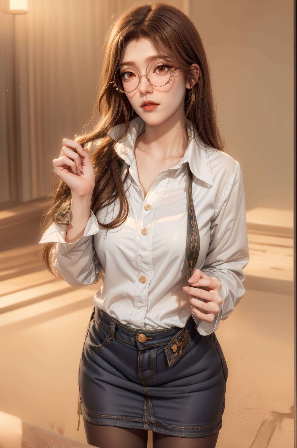 小橘子御姐以其独特的魅力仿佛在紫色壁纸的映衬下