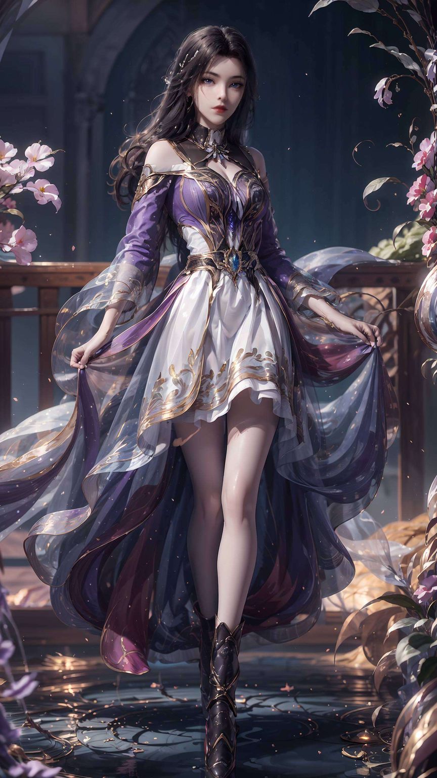 她那出浴的壁纸如同国漫的瑰宝在紫色壁纸的柔和光影中