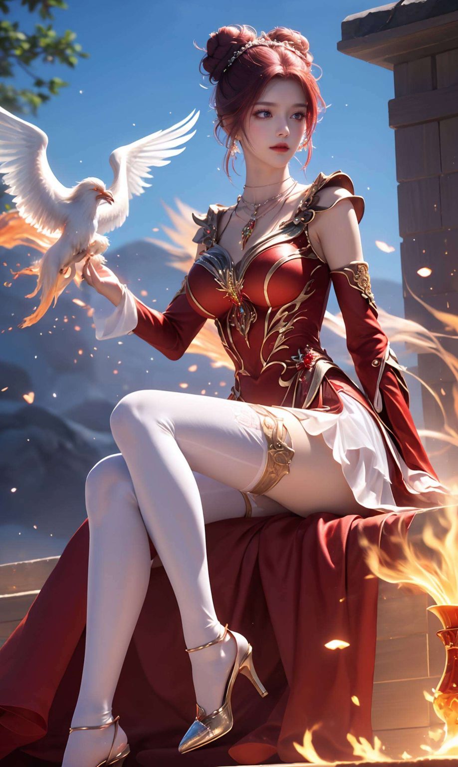 她的身影如同一抹绚丽的色彩那一抹不羁的红发