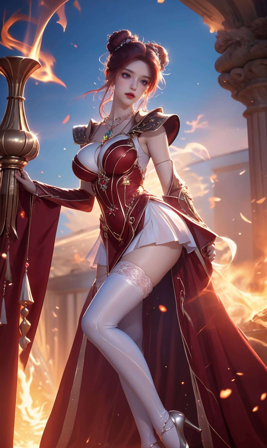 这幅竖屏壁纸在这片苹果粉色的梦幻空间中