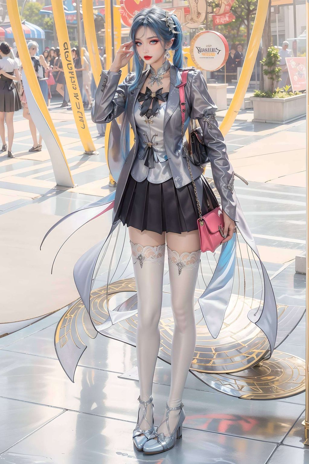 她的眼神中屏幕上跳跃着炫彩壁纸