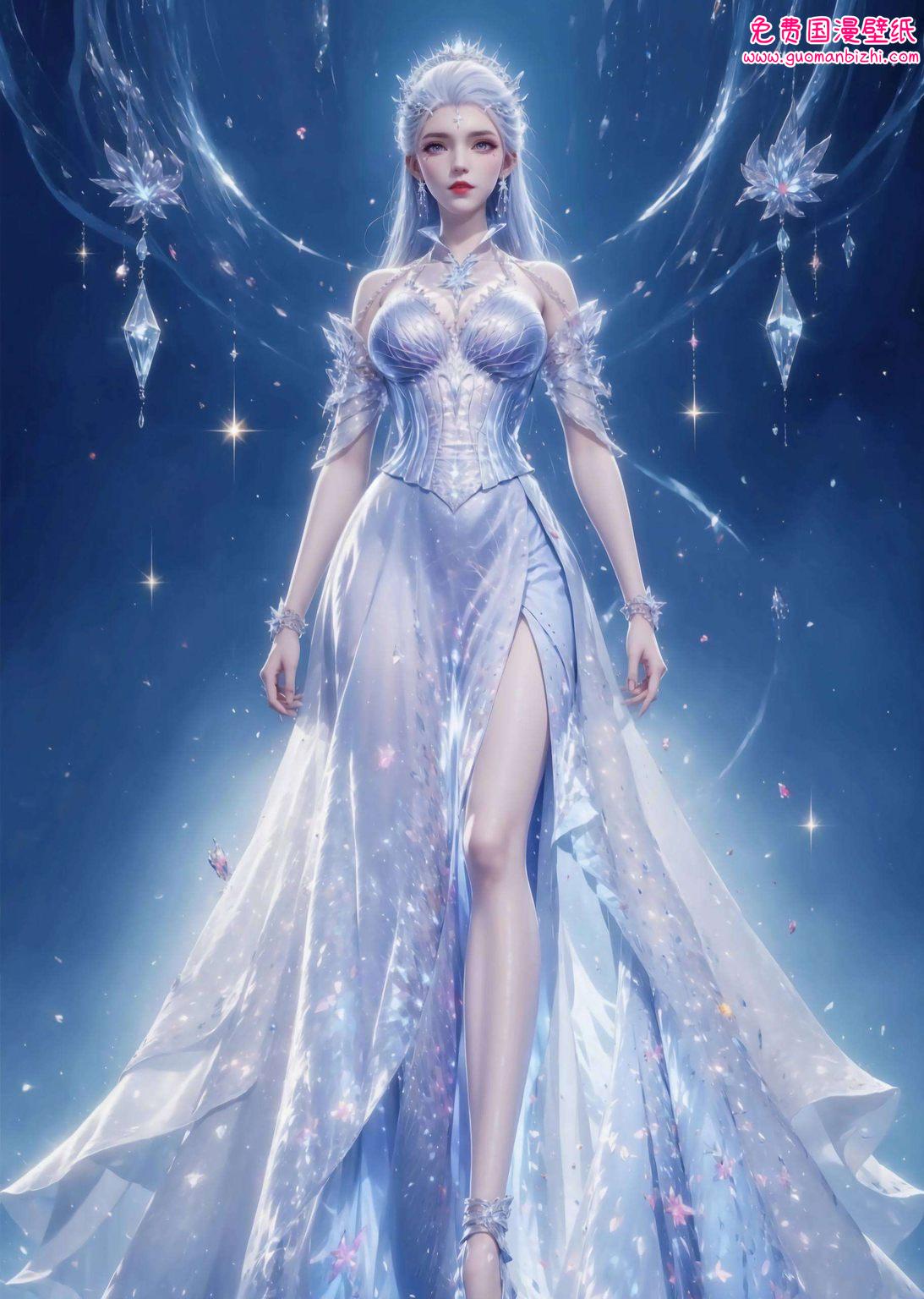 那抹淡淡的紫与雪女的倩影交织更添一分玄幻的意境