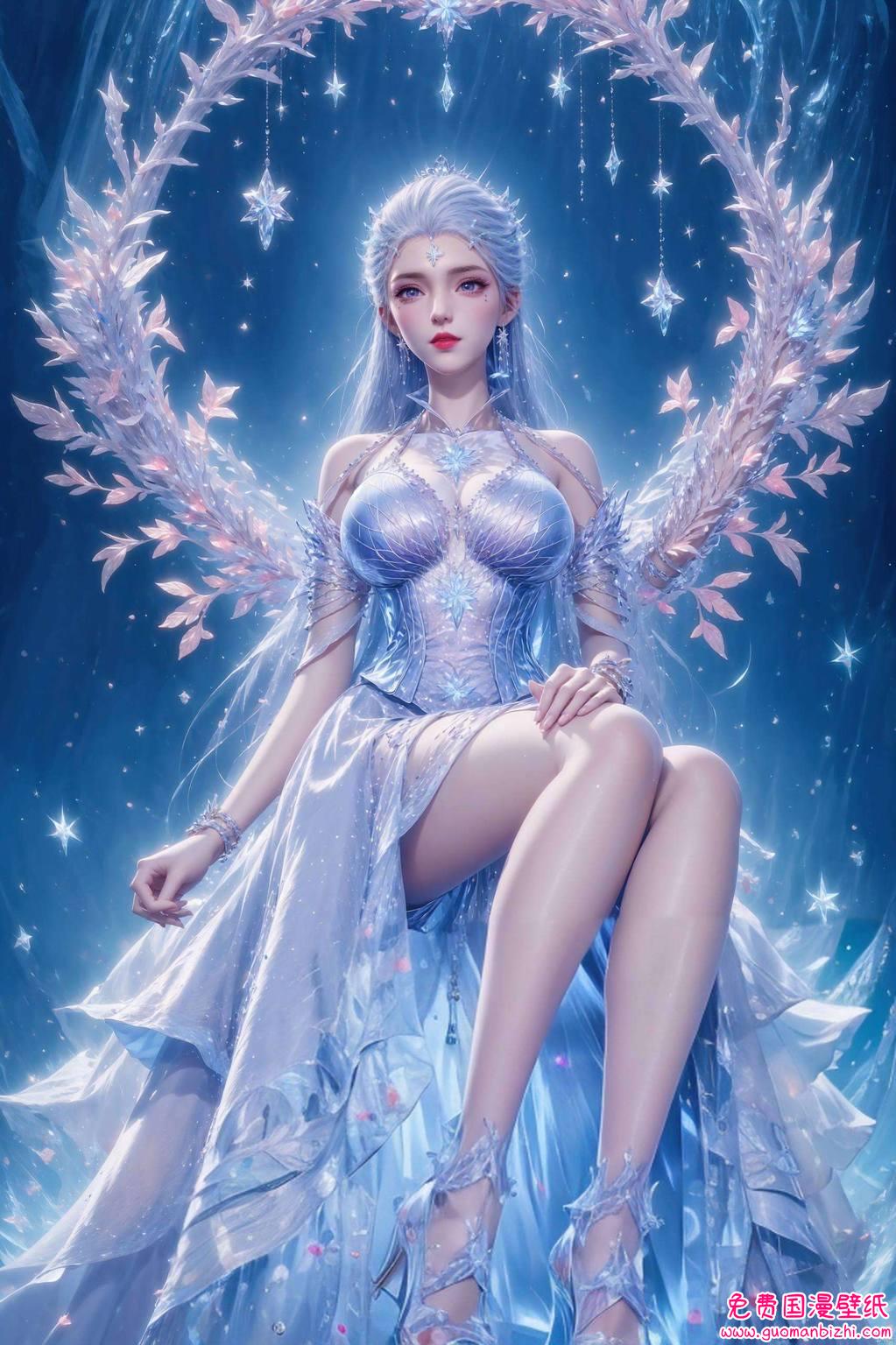 化身为电脑屏幕上的绝美壁纸那飘逸的白发与冰蓝的眼眸