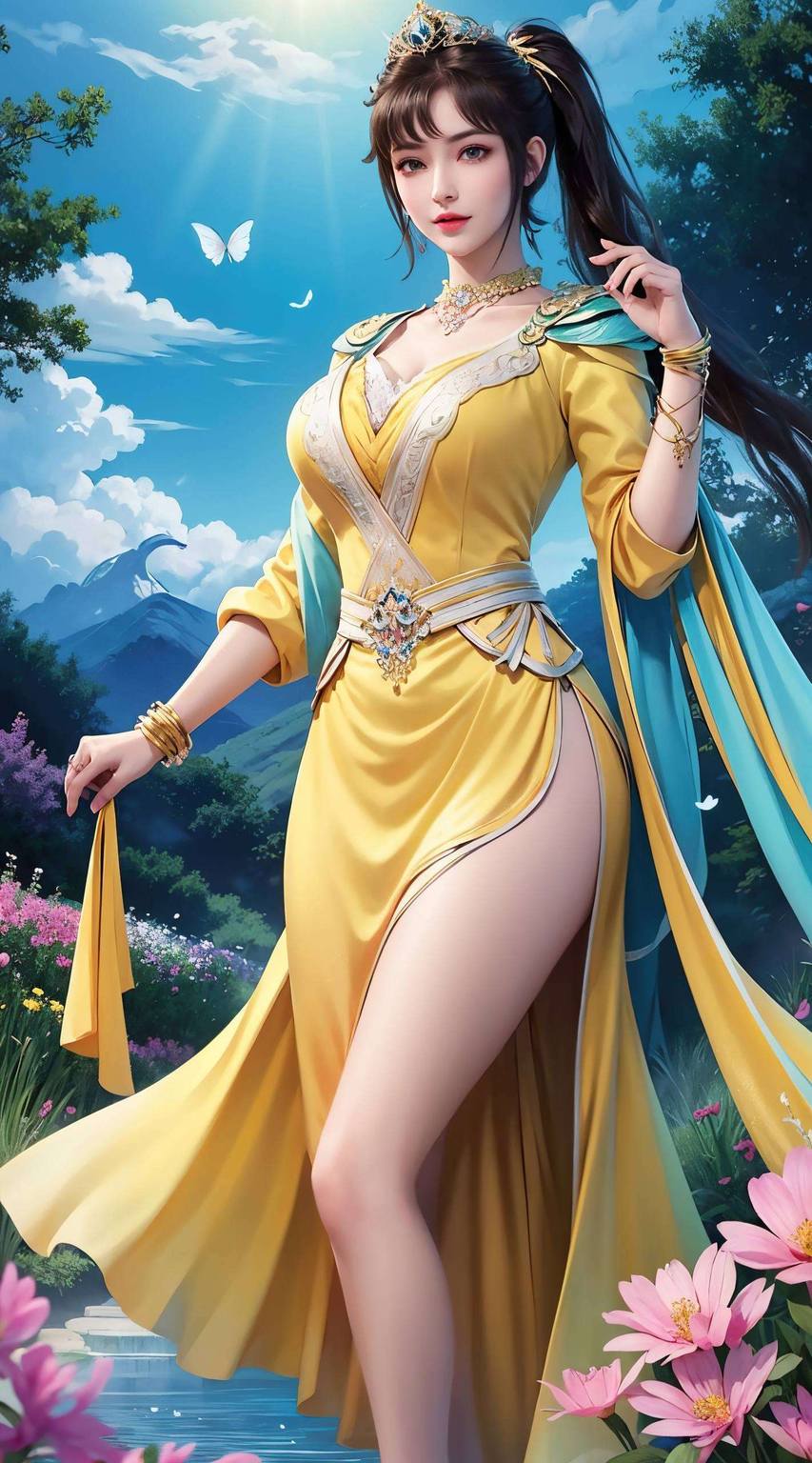 在绚烂的苹果炫彩壁纸中有幸遇见如此国漫女神