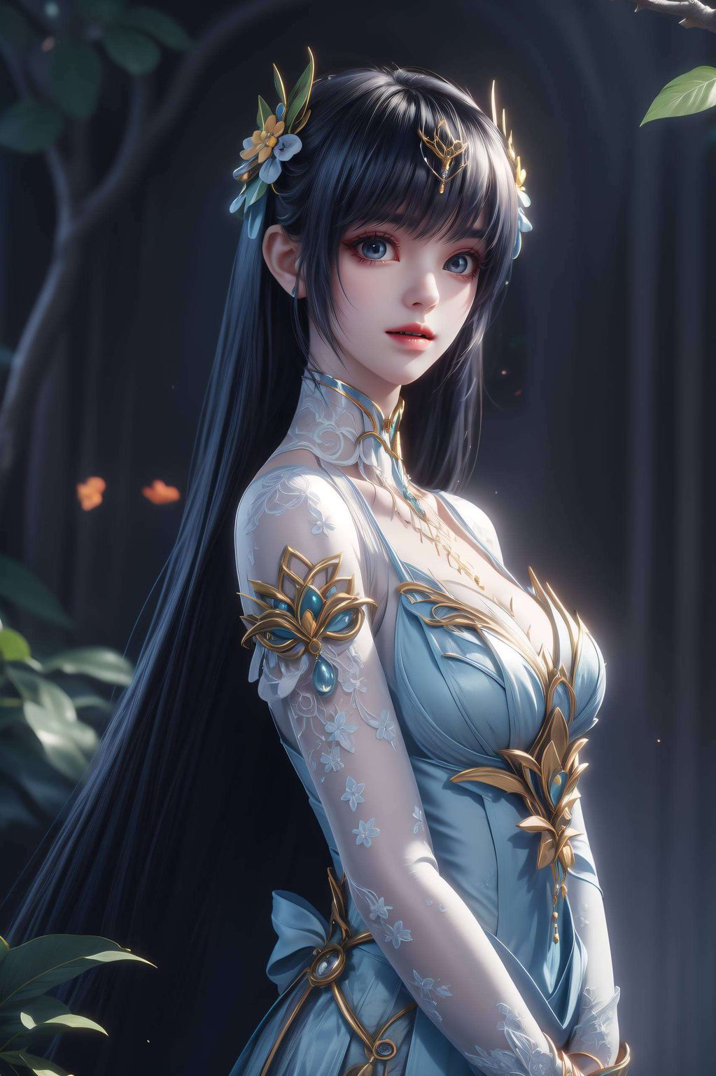 灵动飘逸她身着华美服饰