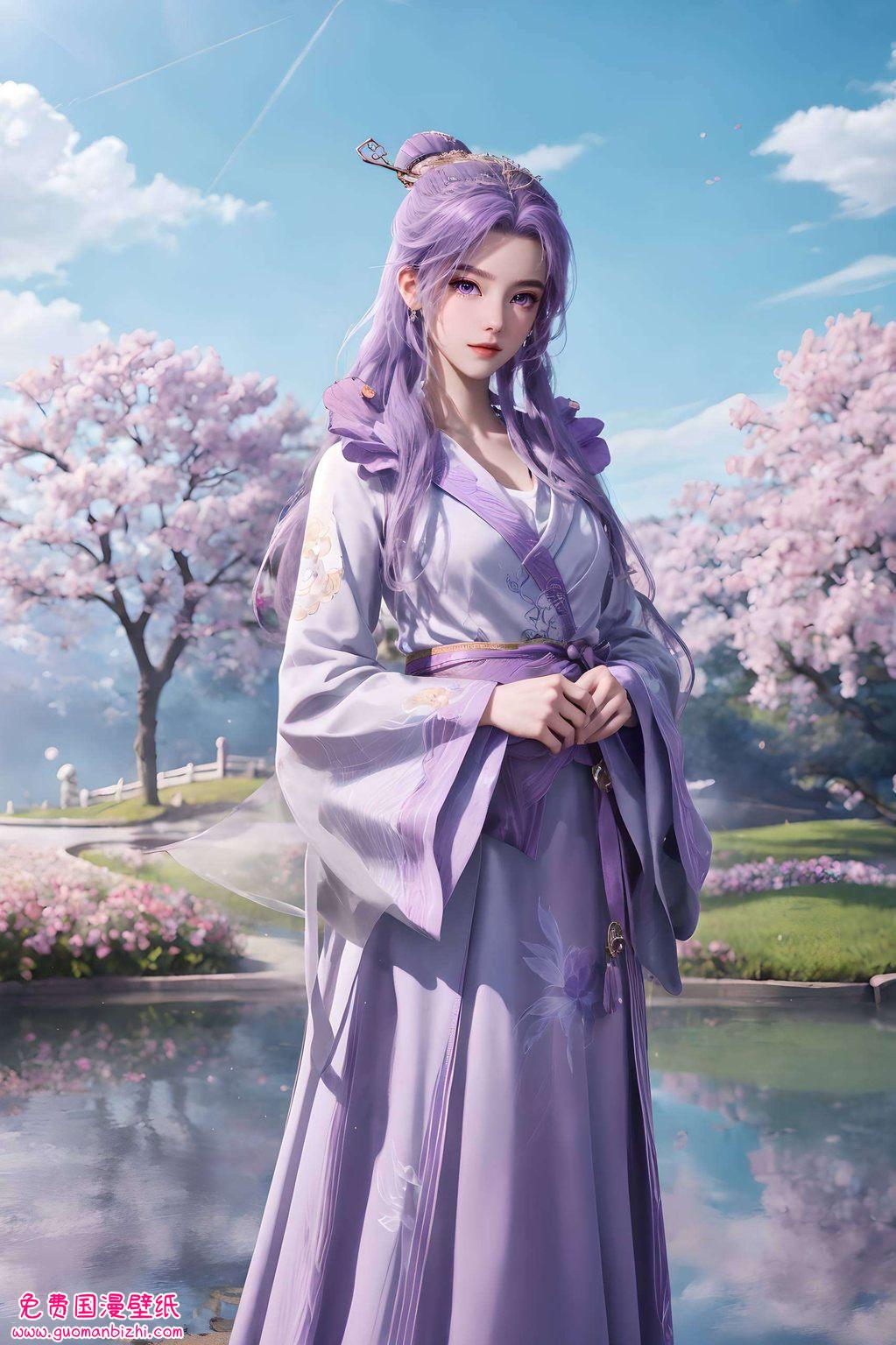 画面中国漫女神的倩影轻盈