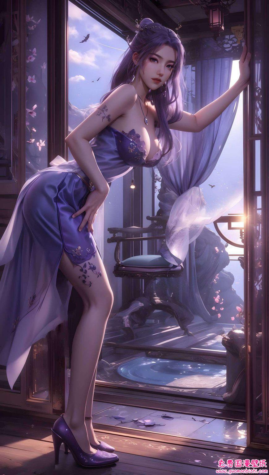 在紫色的壁纸世界中每一帧