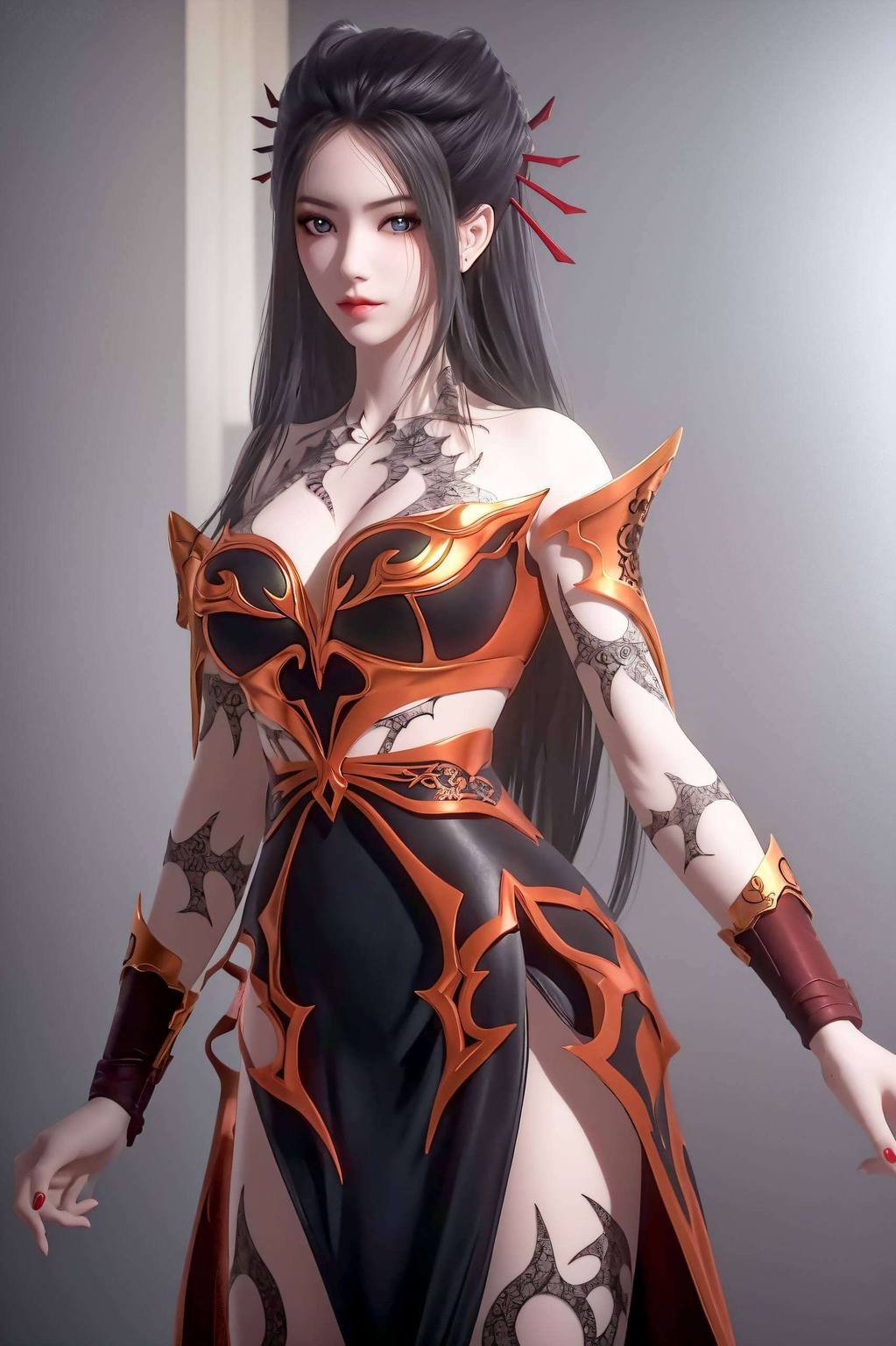 在绚烂的像素世界中火焰般的发丝随风飘扬