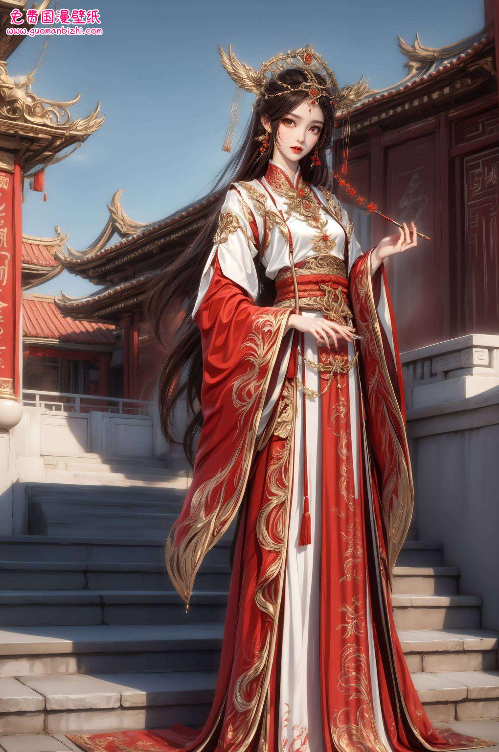 犹如一幅国漫壁画将她的曼妙身姿与玄幻世界完美融合
