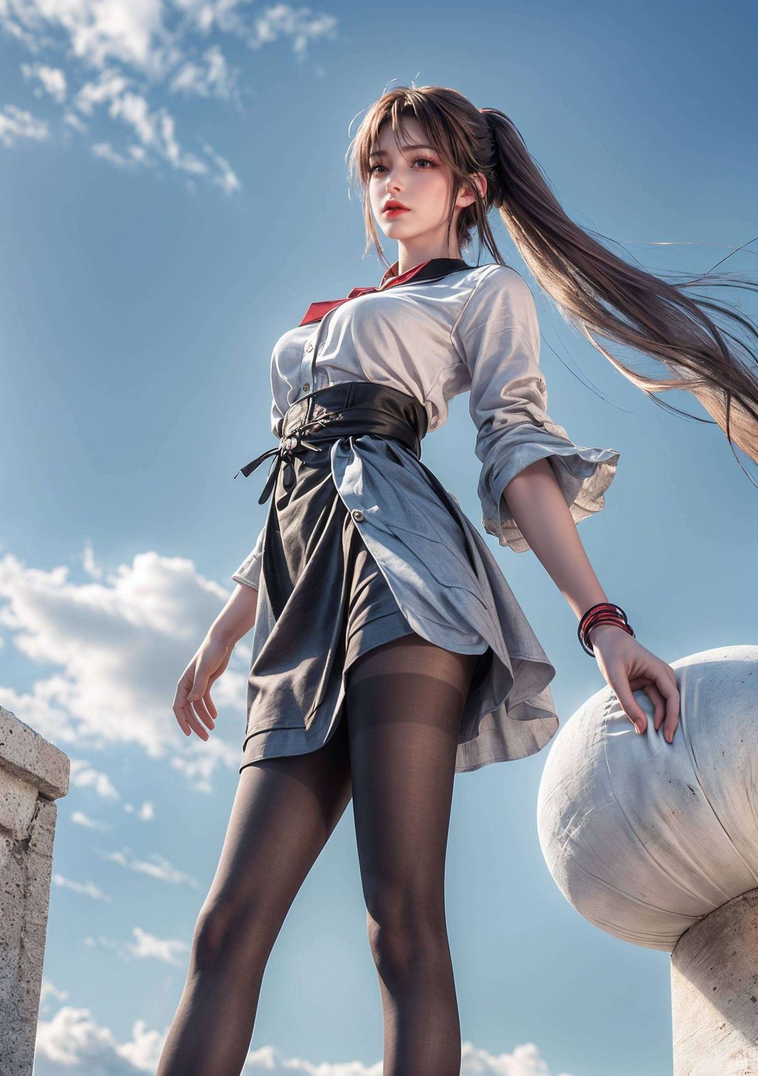 一位眼神炯炯、身姿曼妙的国漫女神她的壁纸