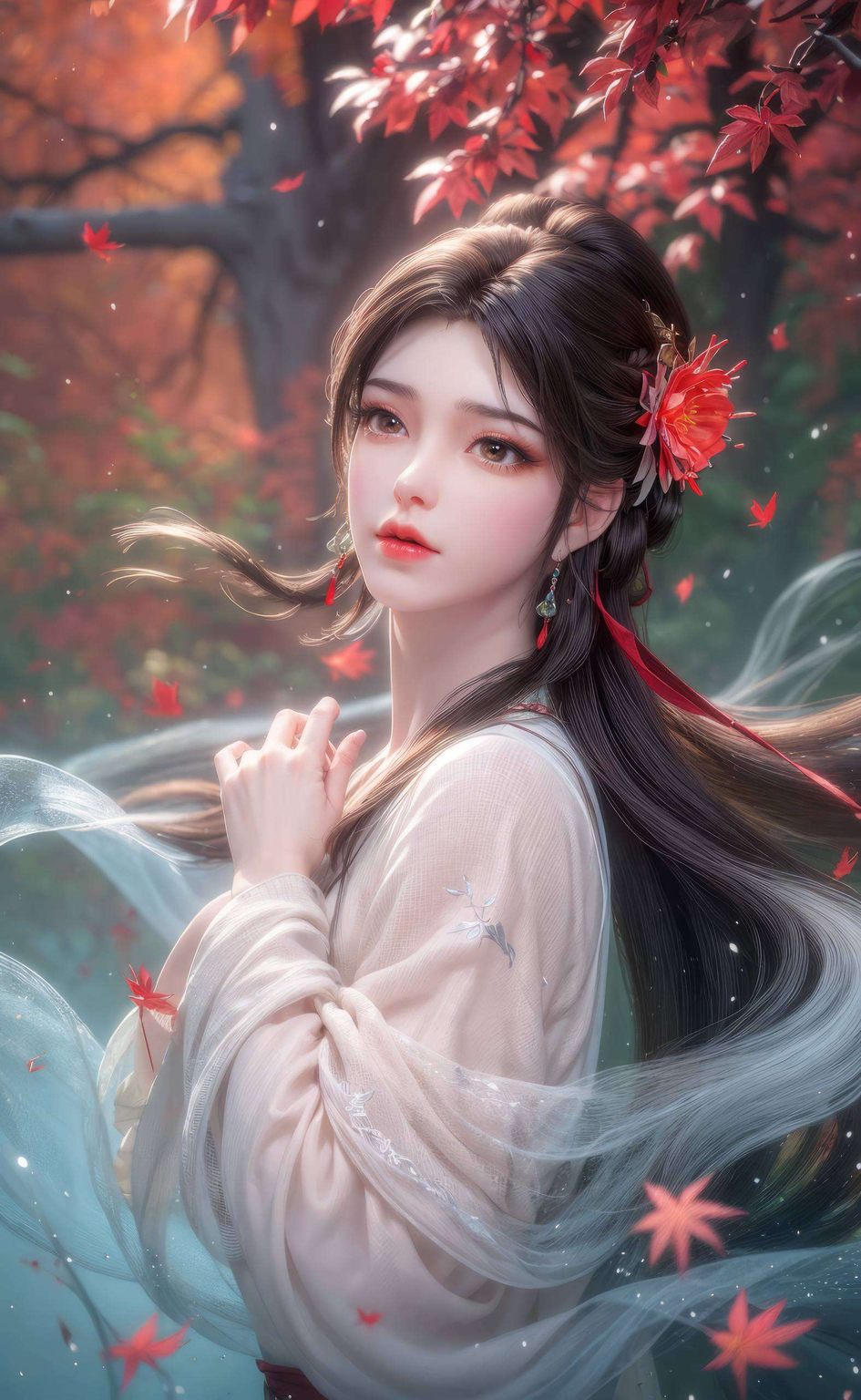 各位看官!今儿给大家带来一份绝美的视觉盛宴——AI国漫女神壁纸还带着一丝玄幻气息