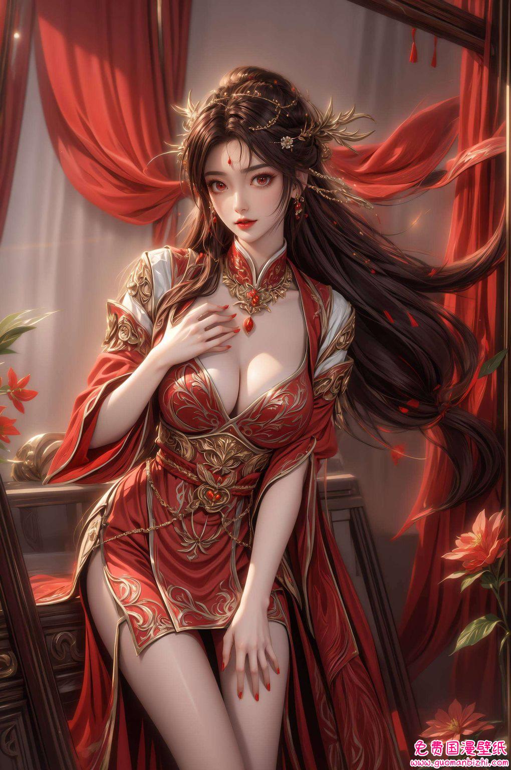 犹如一朵盛开在玄幻世界中的美丽花朵这款壁纸不仅展现了国漫美女的韵味