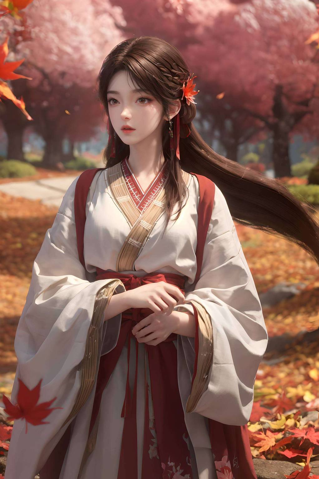 每次眨眼都像是在调皮地和你打招呼呢！这国漫女神的壁纸小可爱们